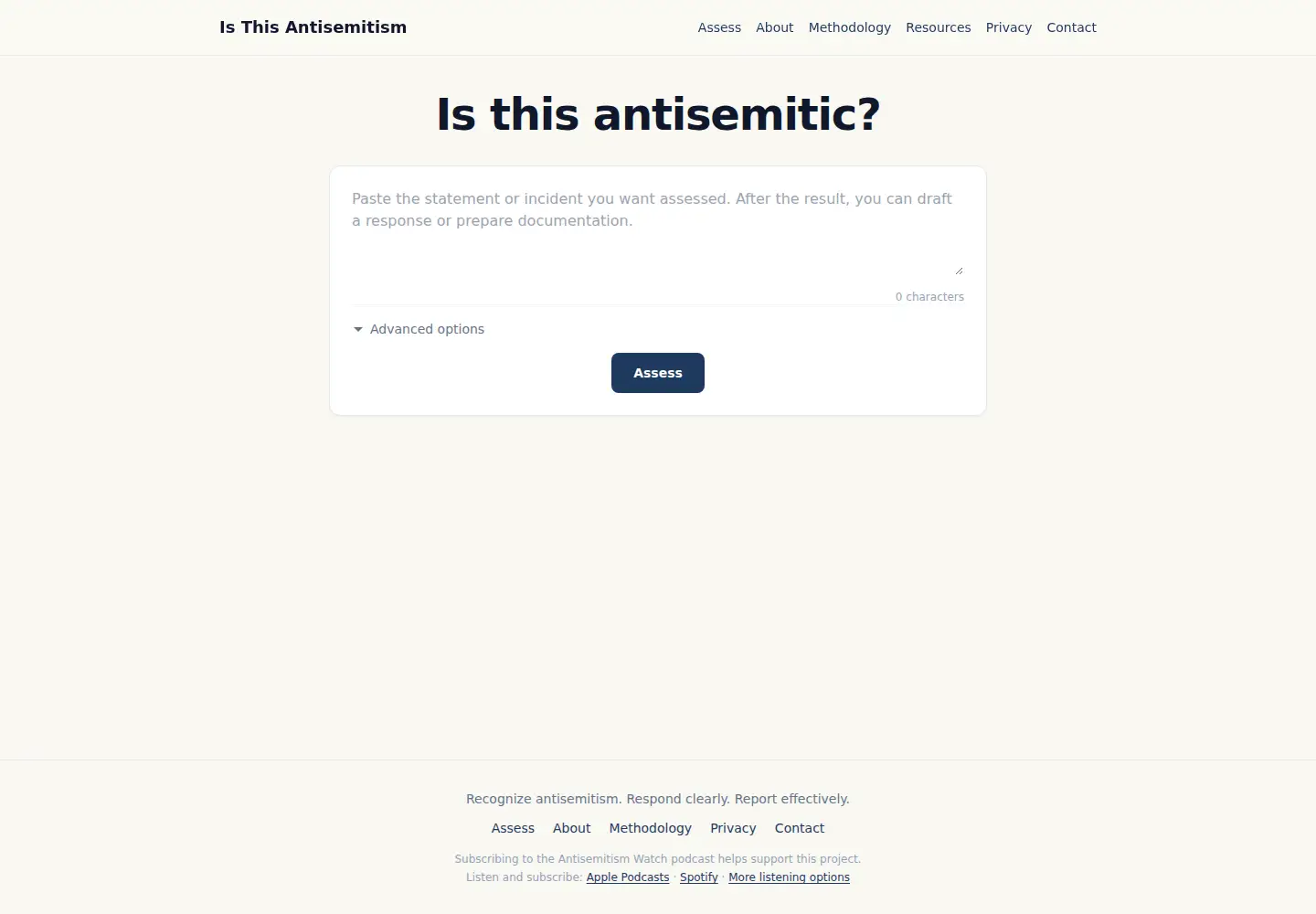 Screenshot of isthisantisemitism.com