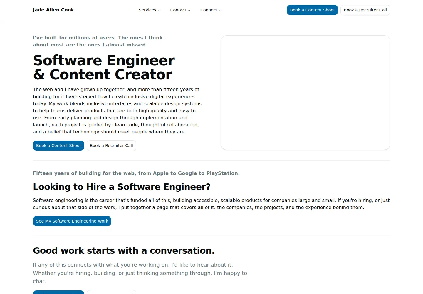 Screenshot of jadeallencook.com