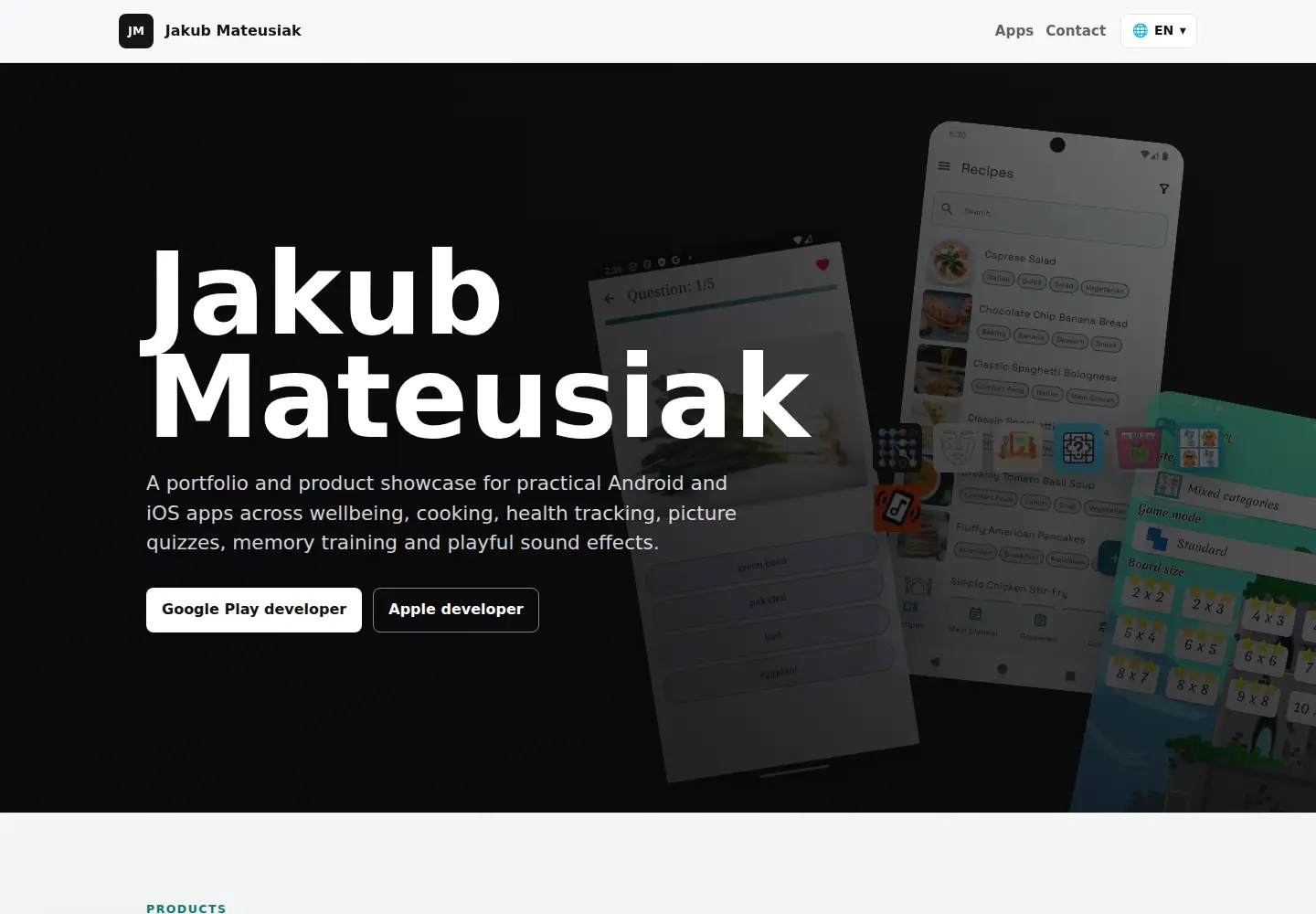 Captured homepage of jakubmateusiak.com in the current scan