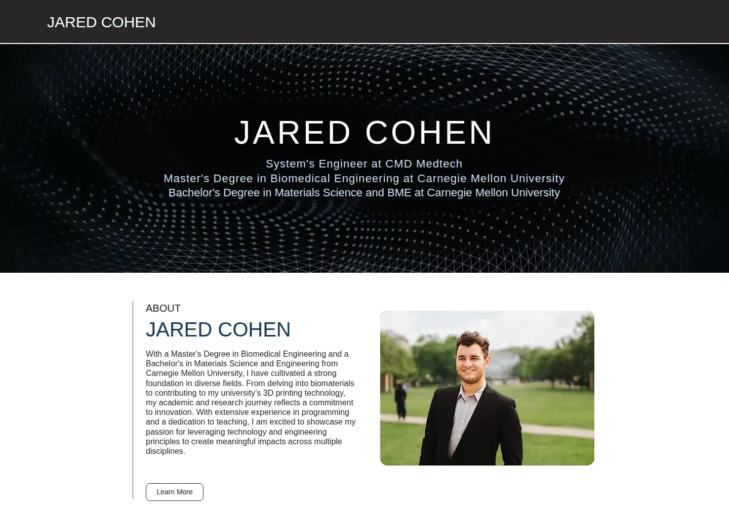 Captured homepage of jaredscottcohen.com in the current scan