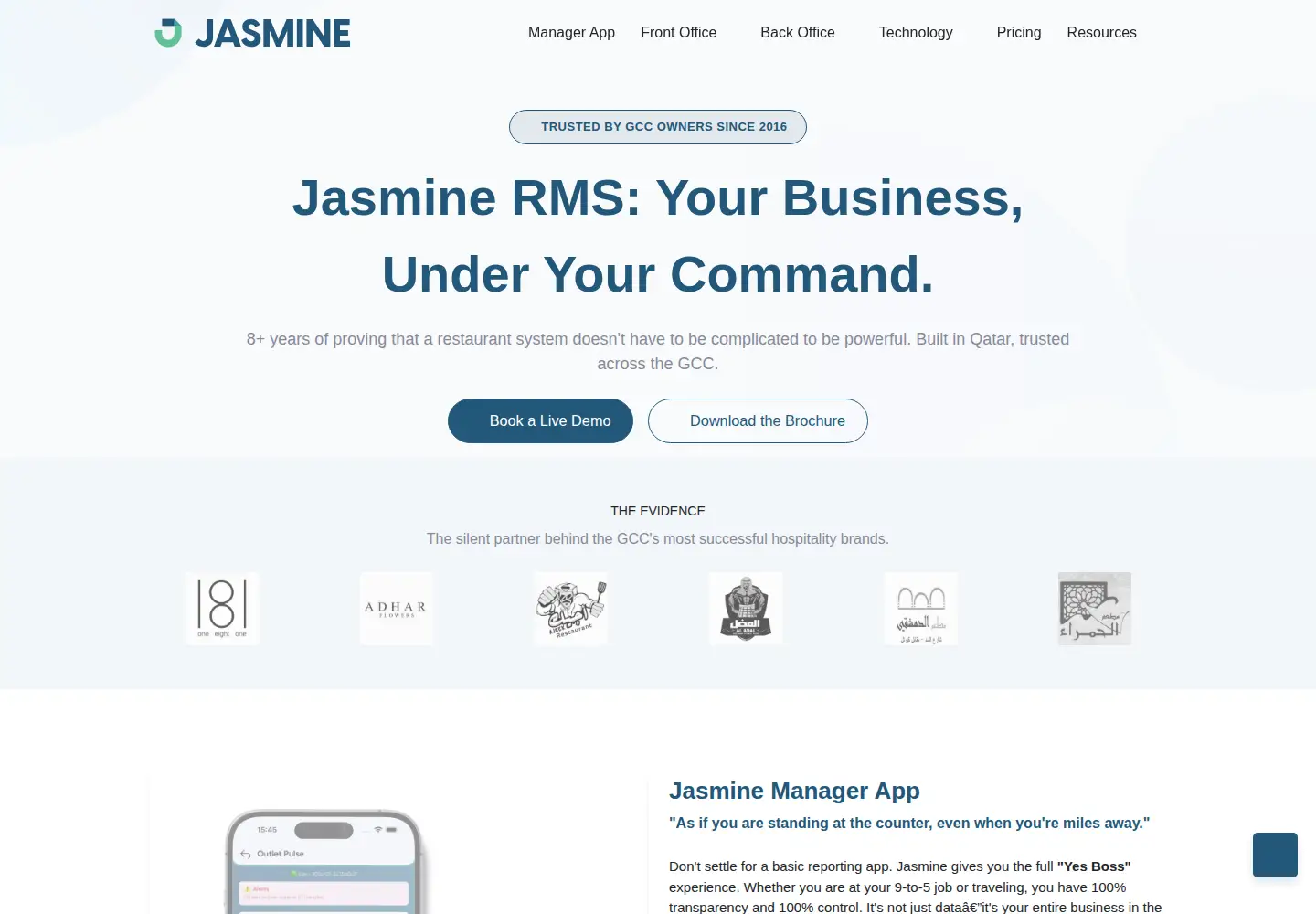 Captured homepage of jasminepos.com in the current scan