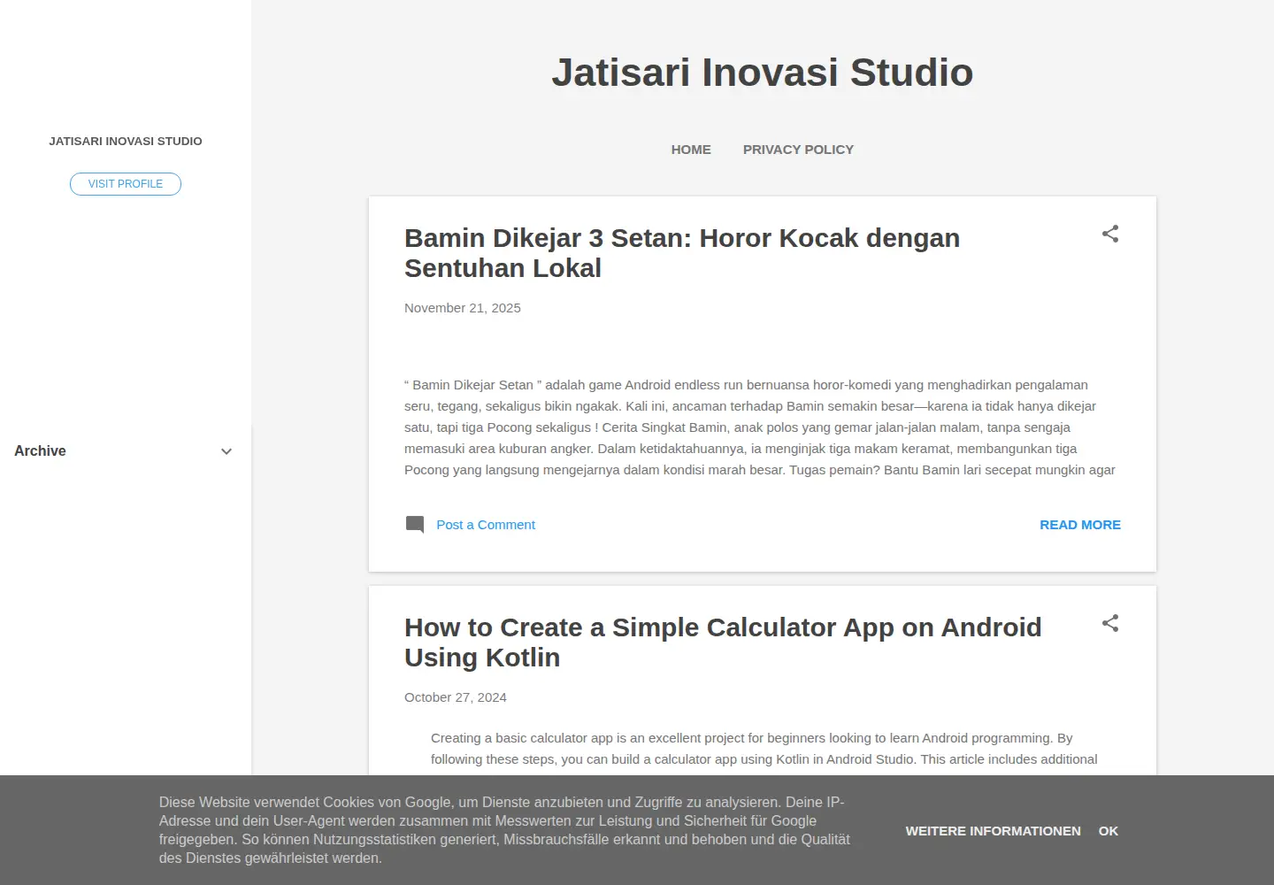 Screenshot of jatisaristudio.com