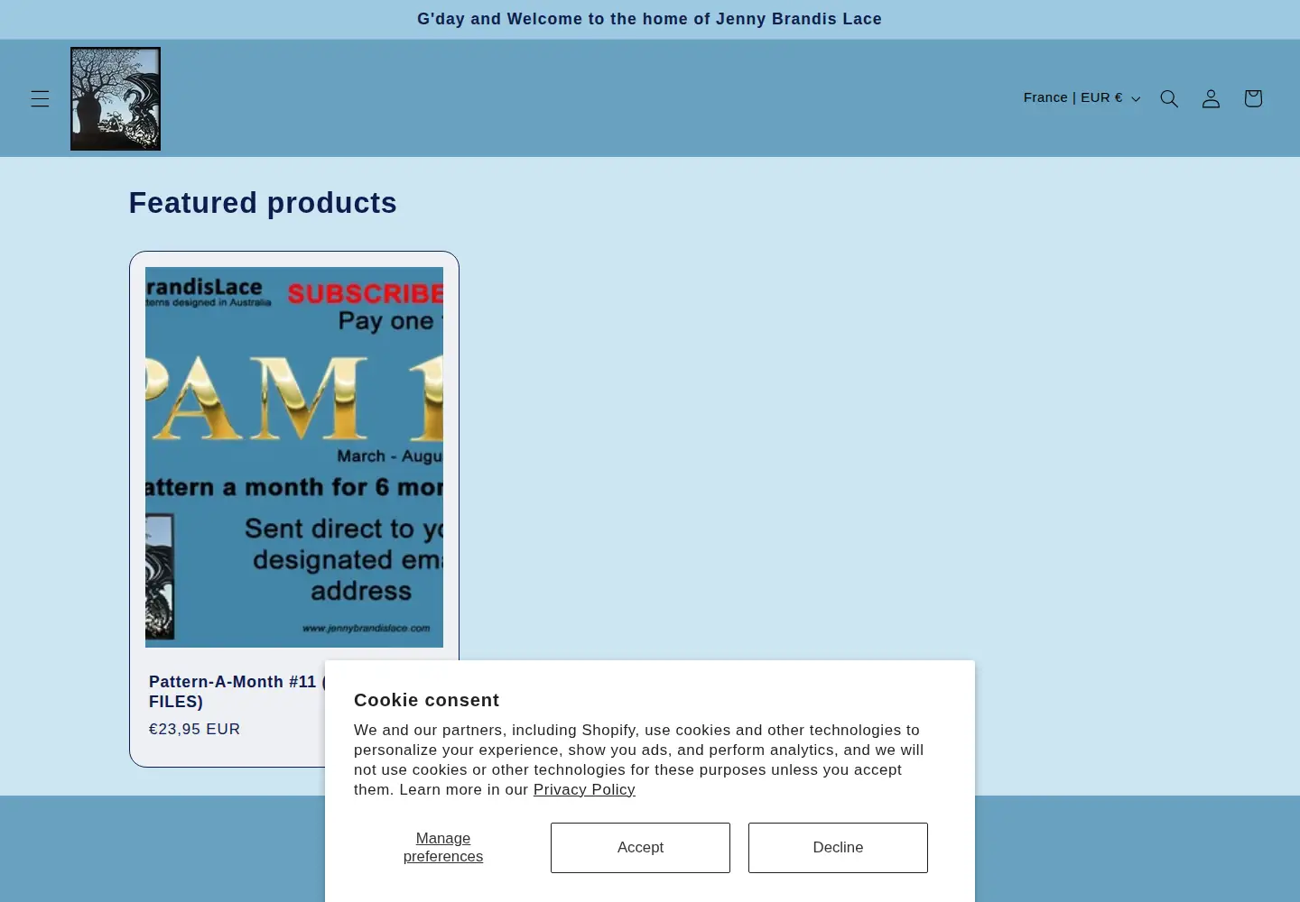 Screenshot of jennybrandislace.com