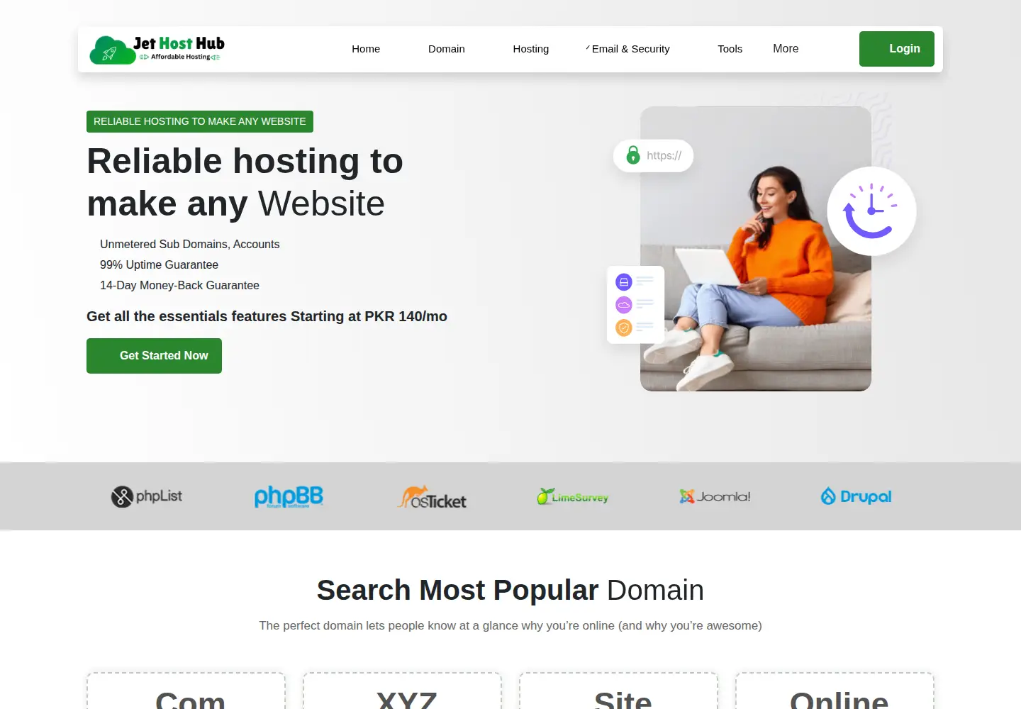Captured homepage of jethosthub.com in the current scan