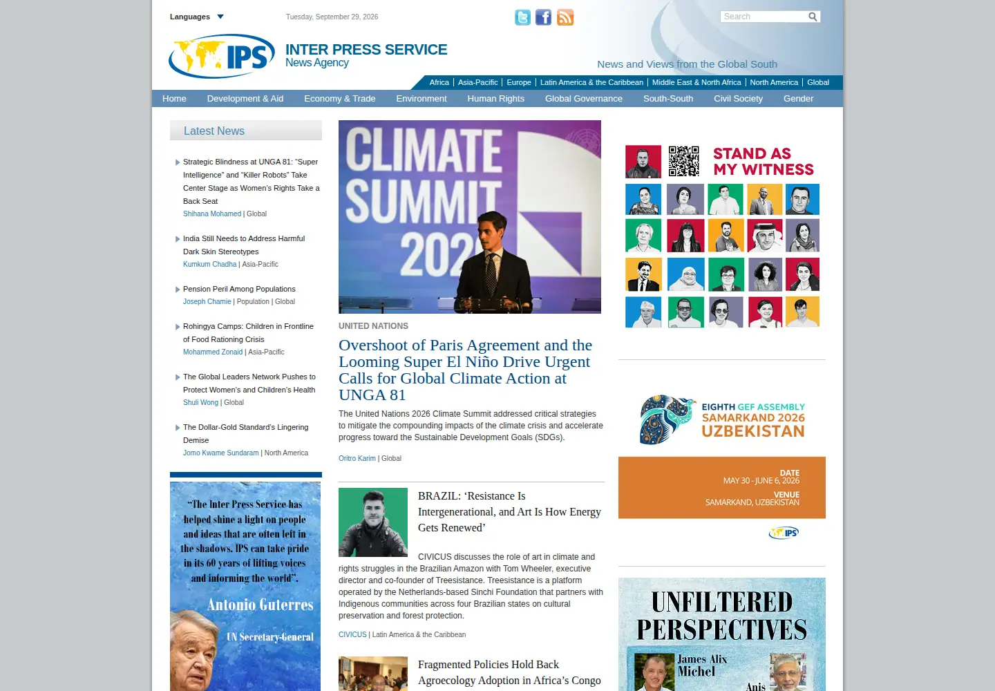 Screenshot of ipsnews.net