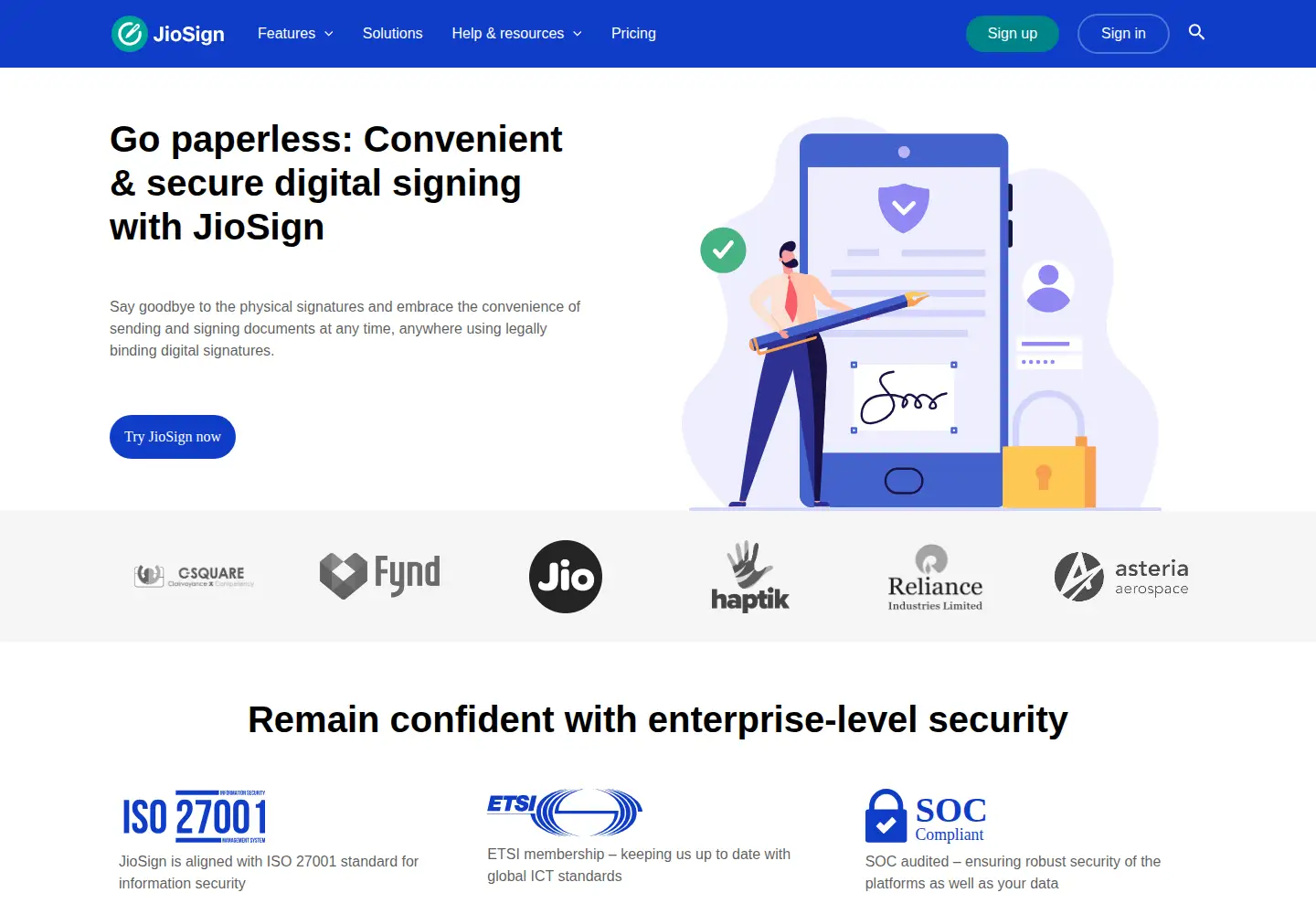 Screenshot of jiosign.com