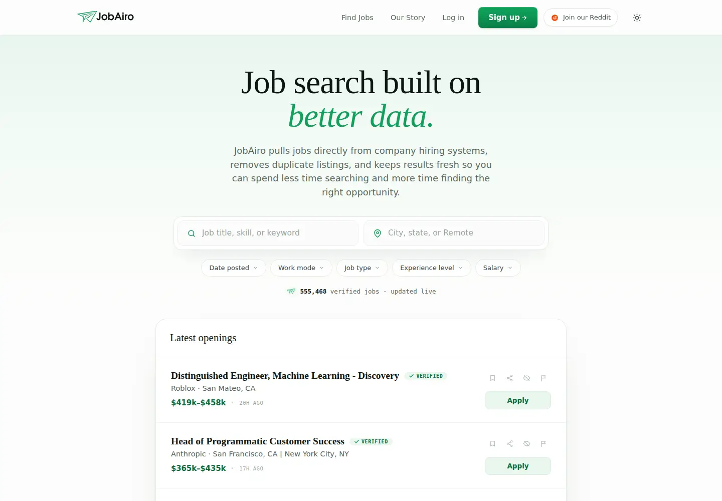 Screenshot of jobairo.com