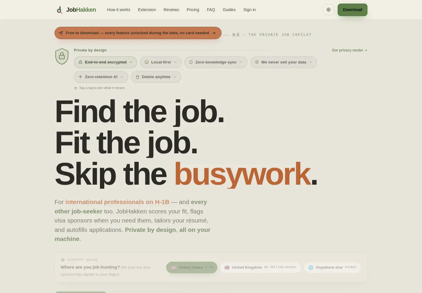 Screenshot of jobhakken.com