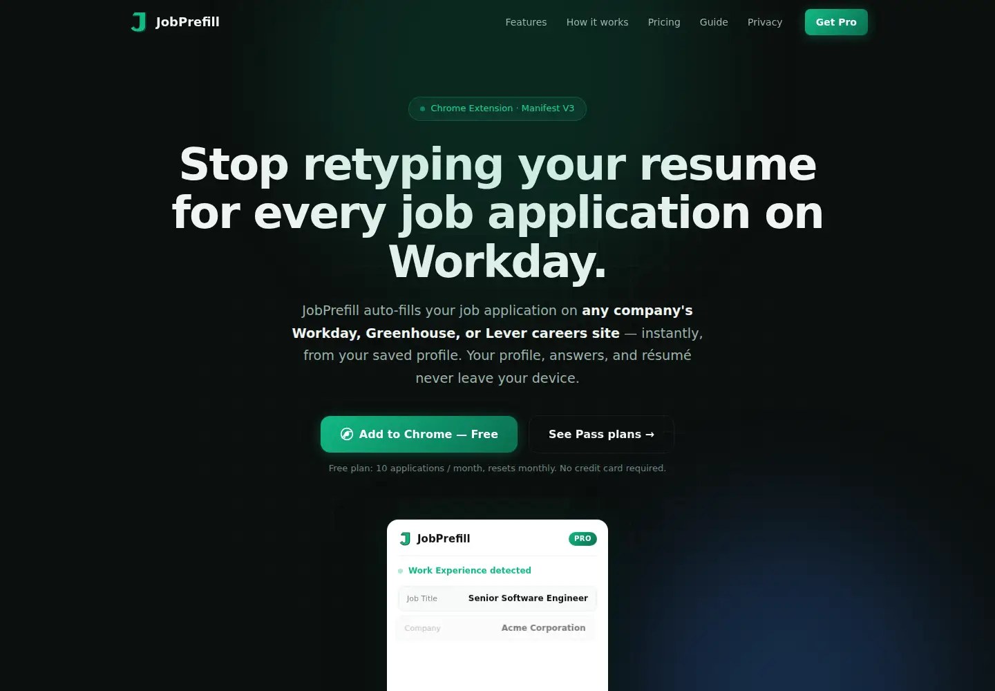 Screenshot of jobprefill.com