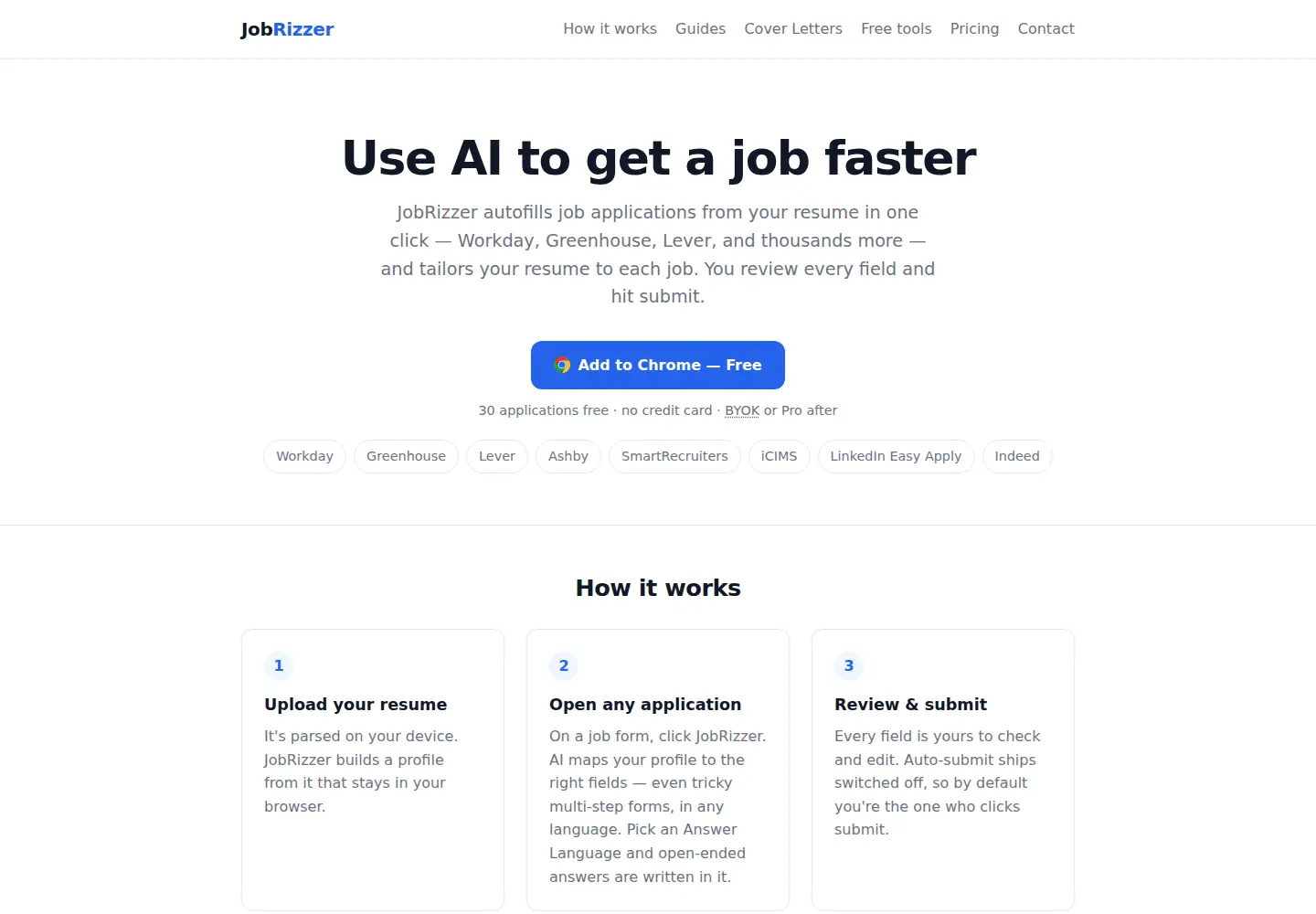 Screenshot of jobrizzer.com