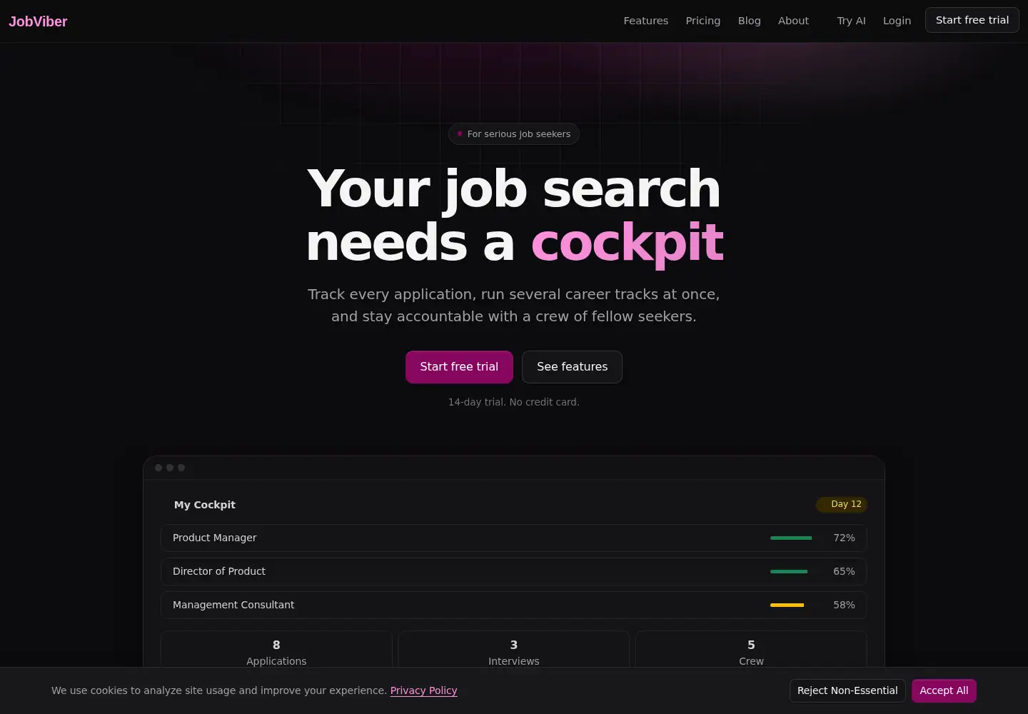 Captured homepage of jobviber.com in the current scan