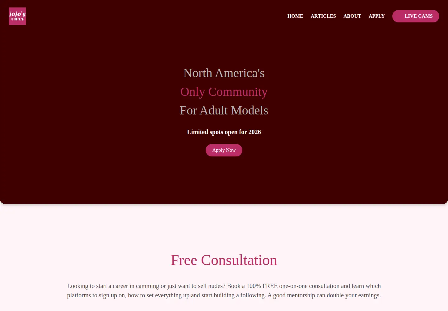 Screenshot of jojosgirls.com