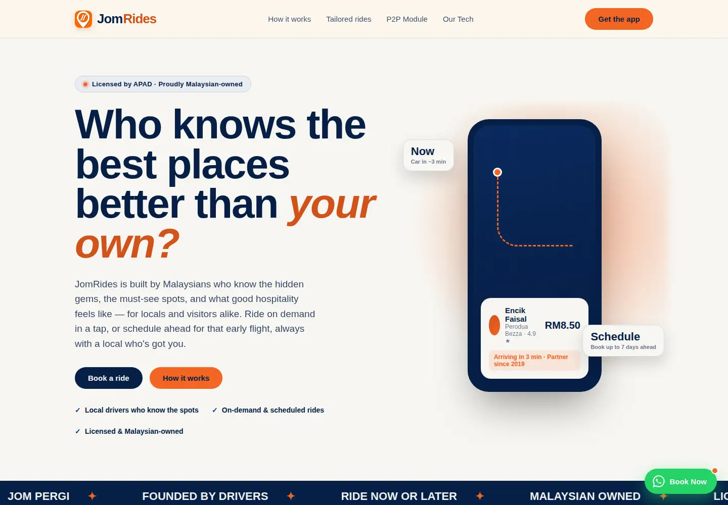 Screenshot of jomrides.com