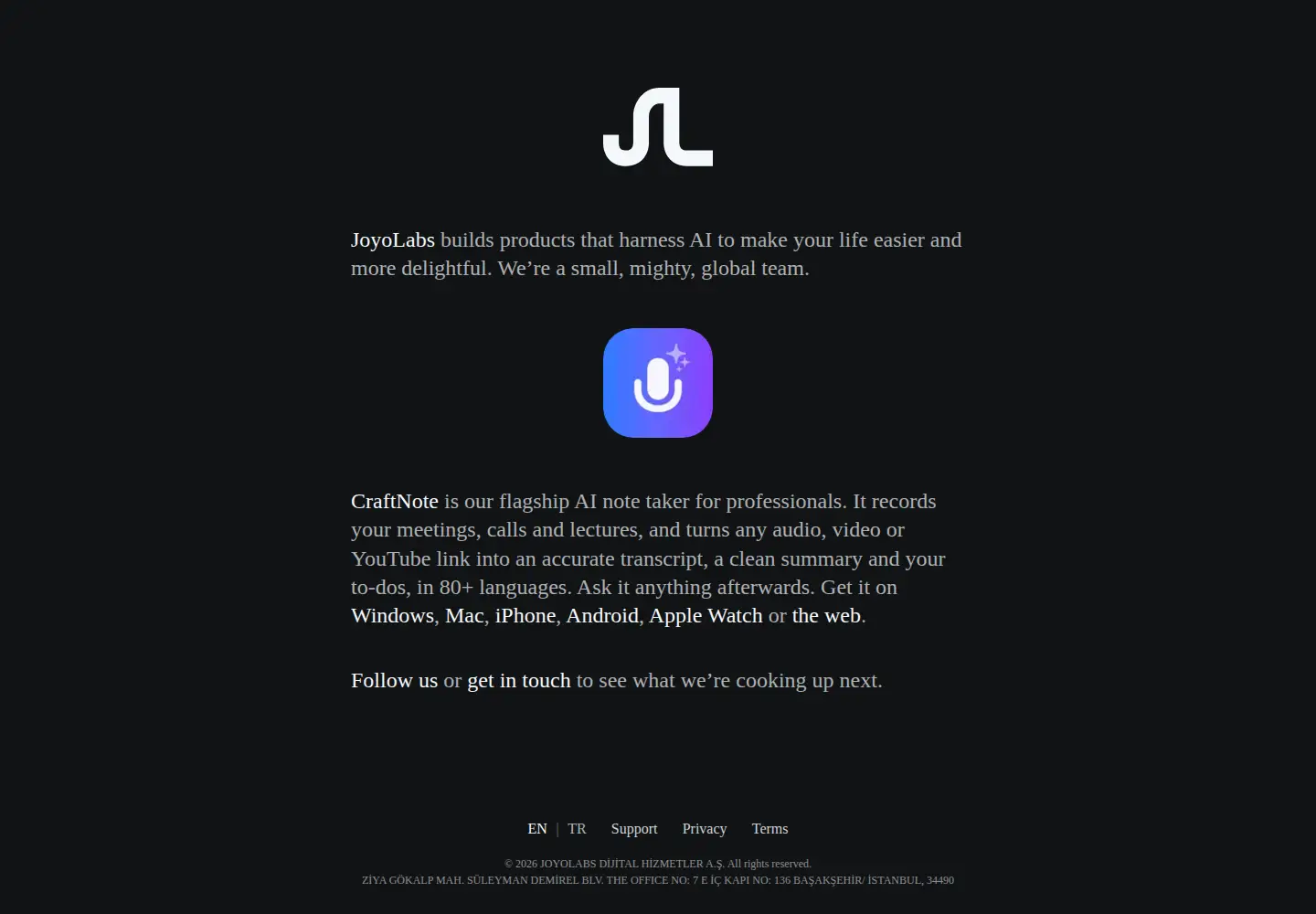 Captured homepage of joyolabs.com in the current scan