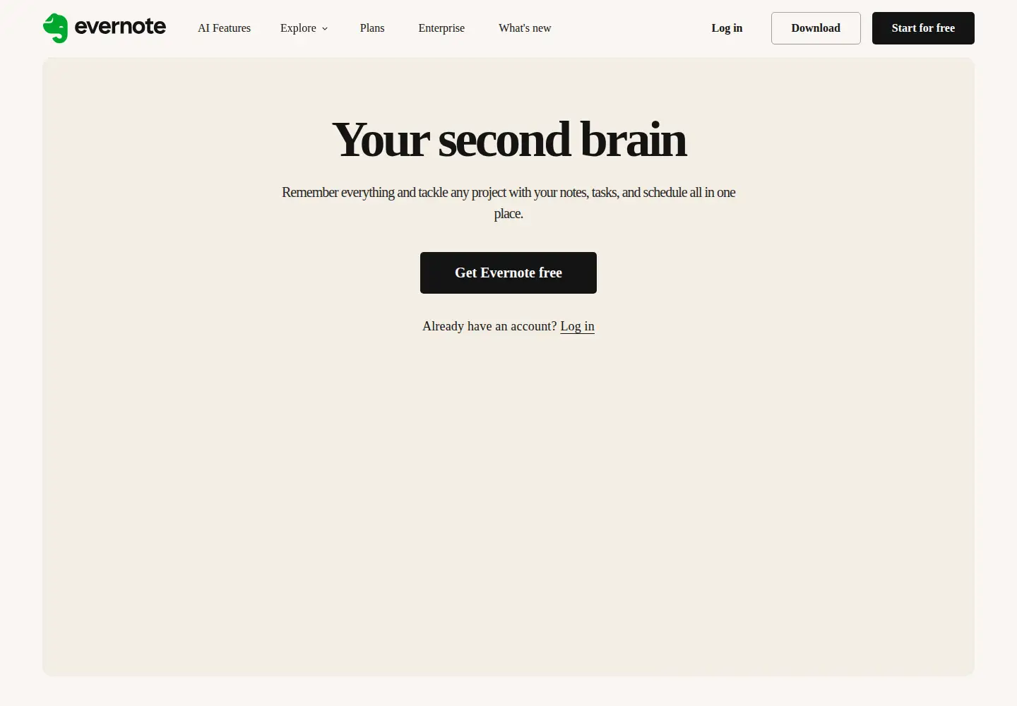 Screenshot of evernote.com