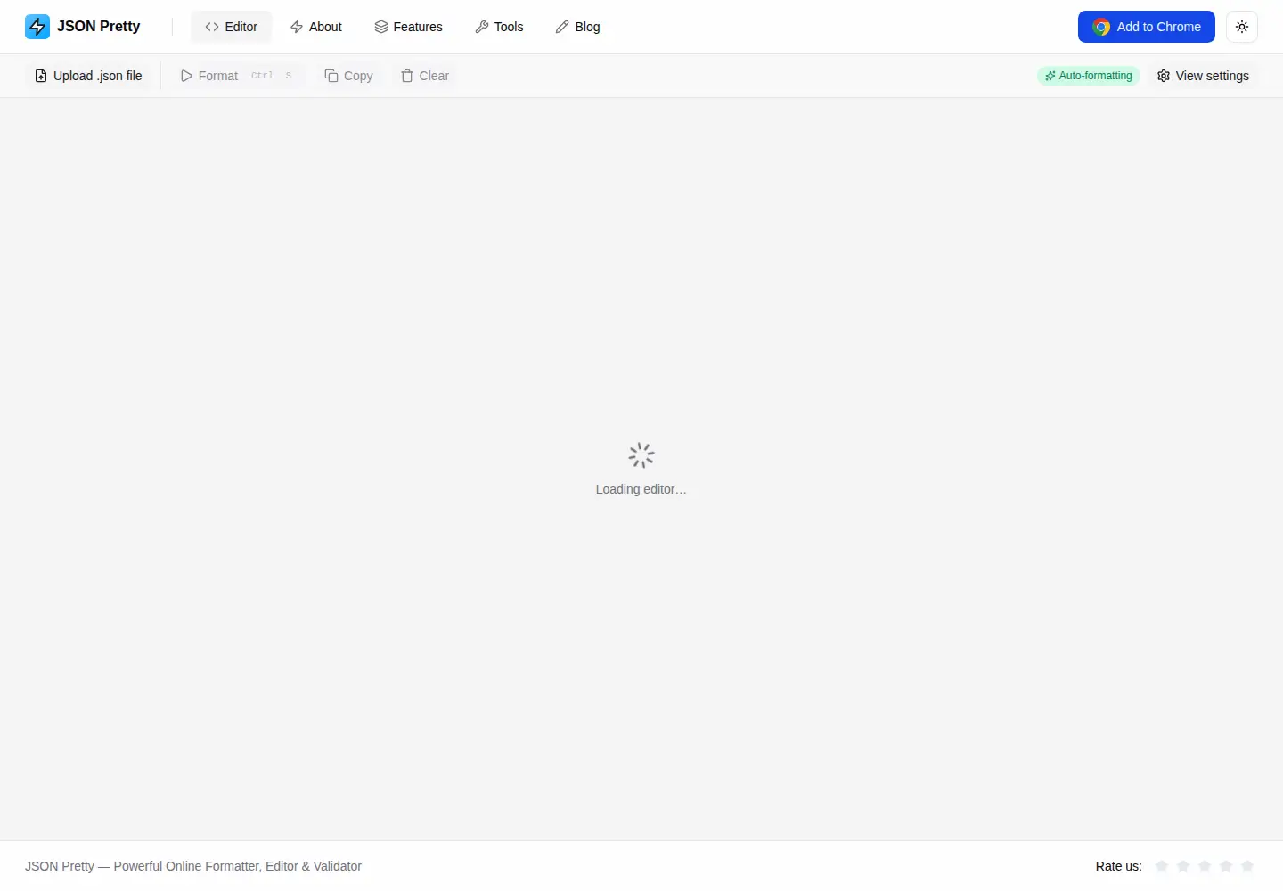 Captured homepage of json-pretty.com in the current scan