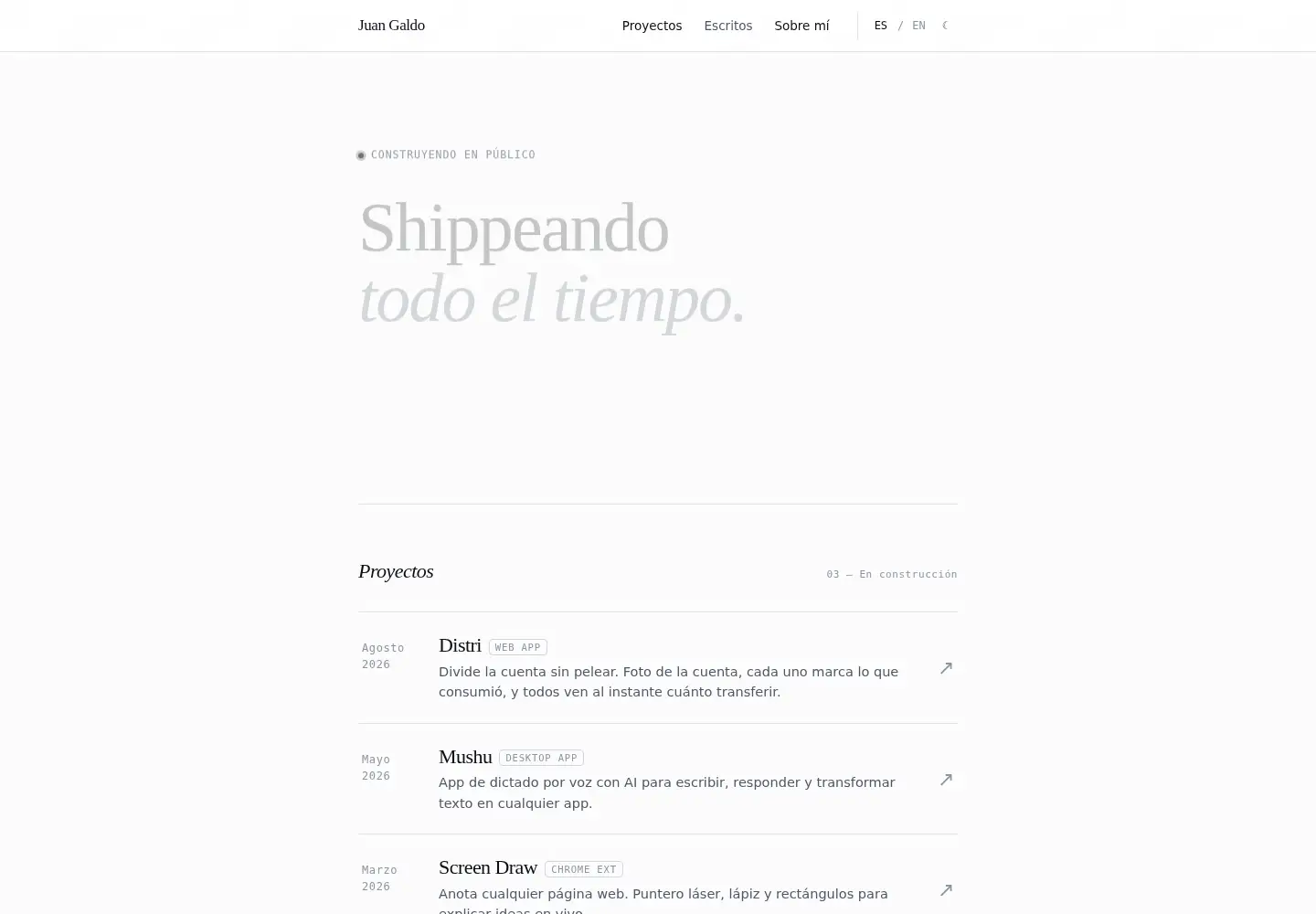 Captured homepage of juangaldo.com in the current scan
