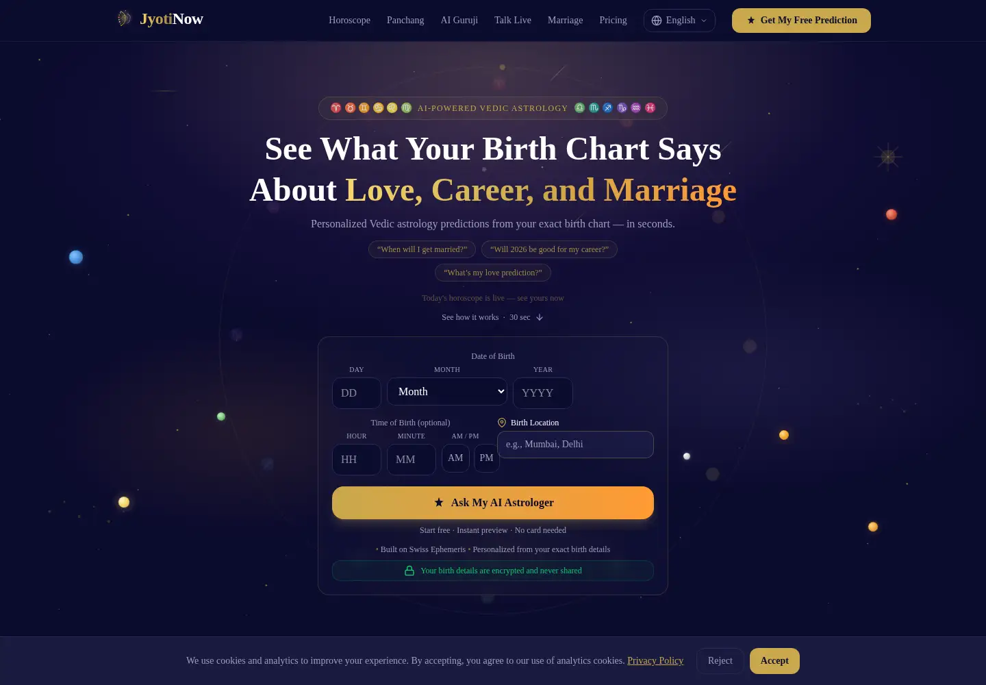 Screenshot of jyotinow.com