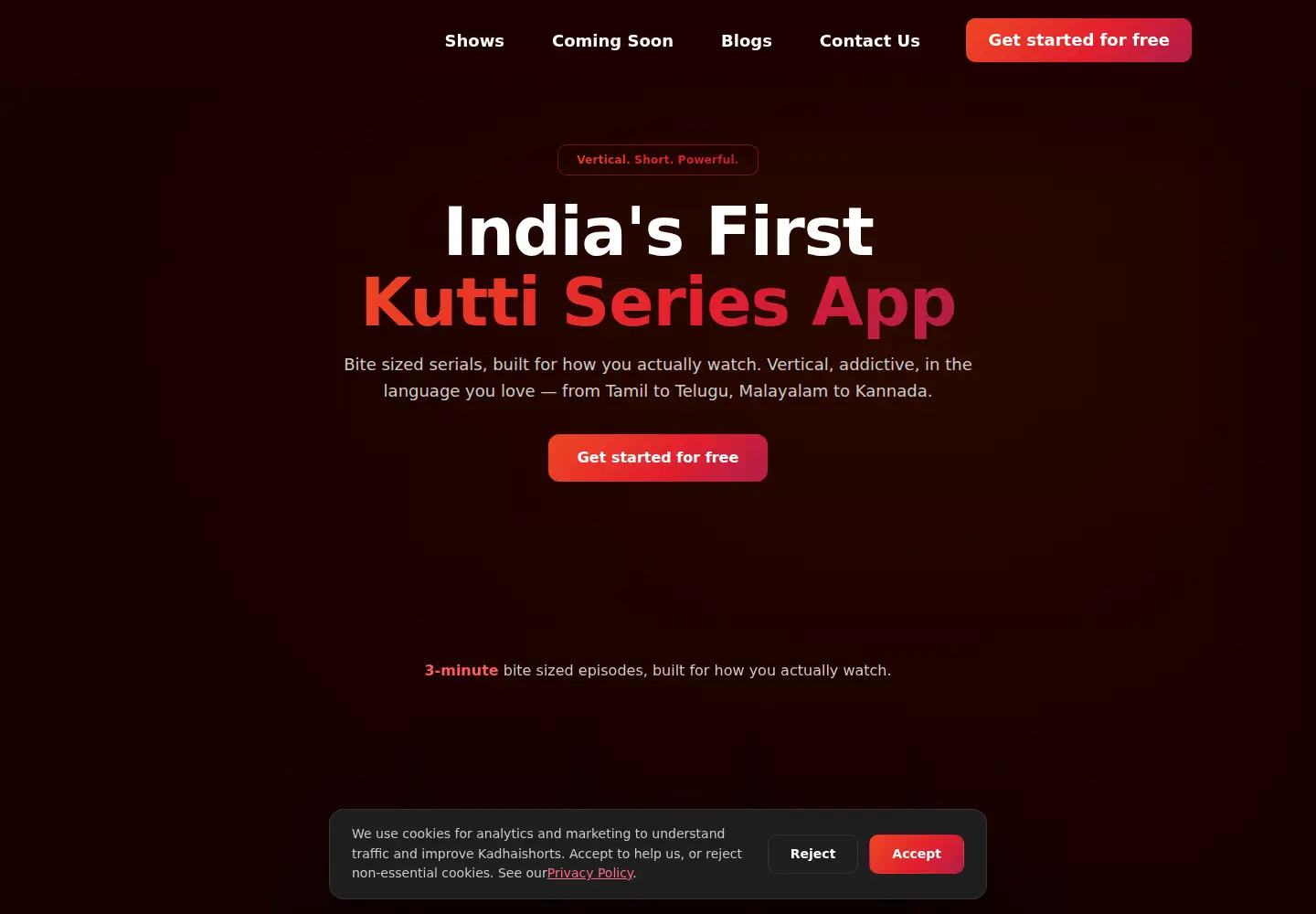 Captured homepage of kadhaishorts.com in the current scan