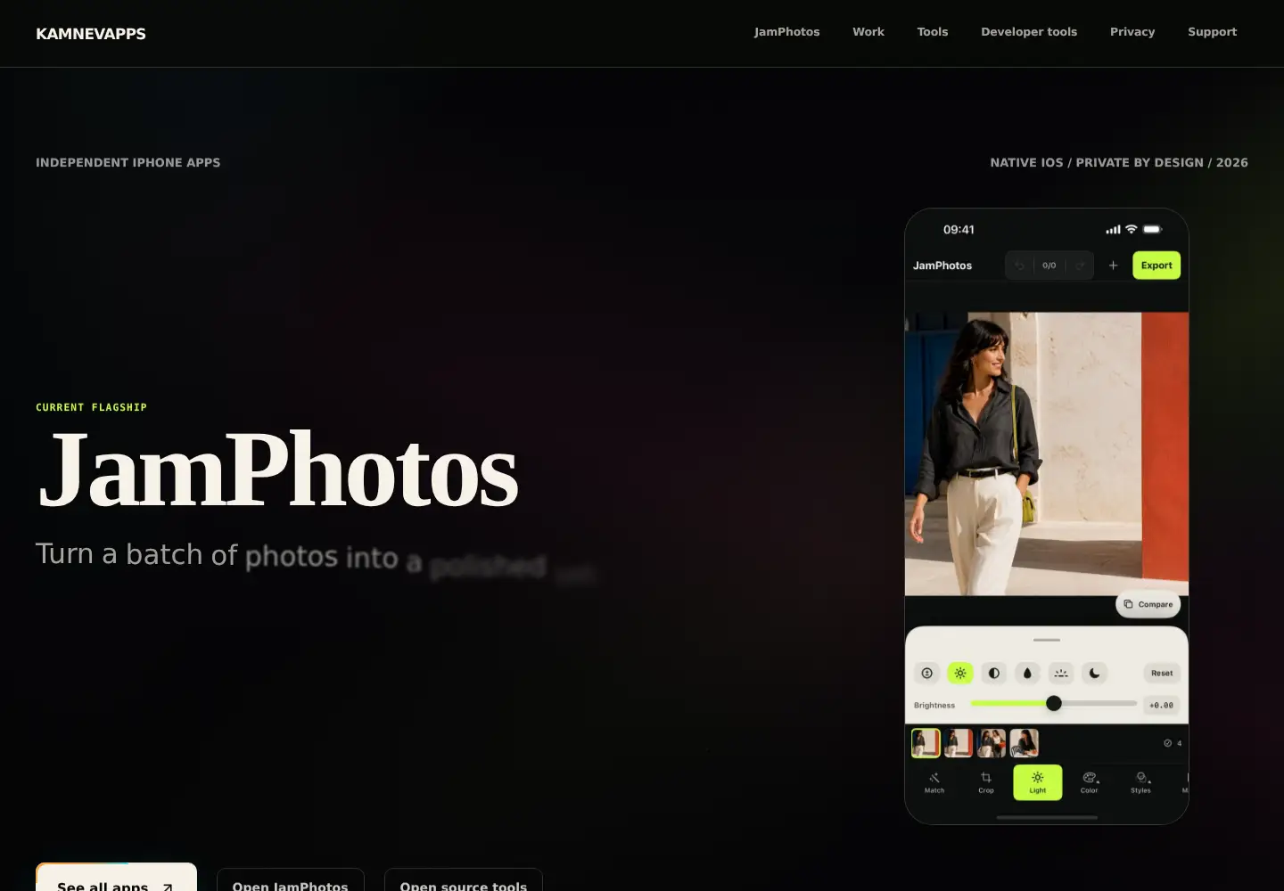 Screenshot of kamnevapps.com