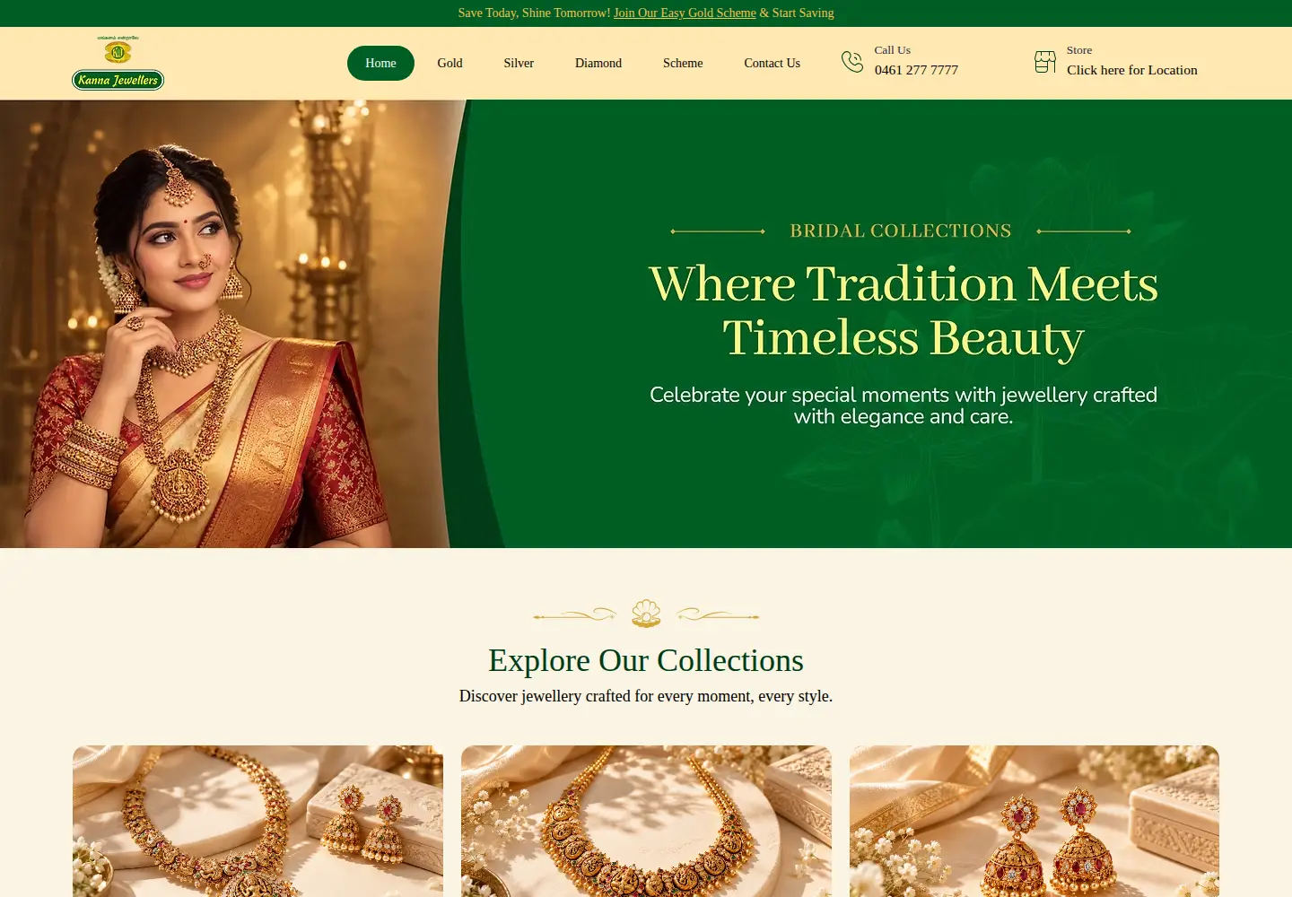 Captured homepage of kannajewellers.com in the current scan