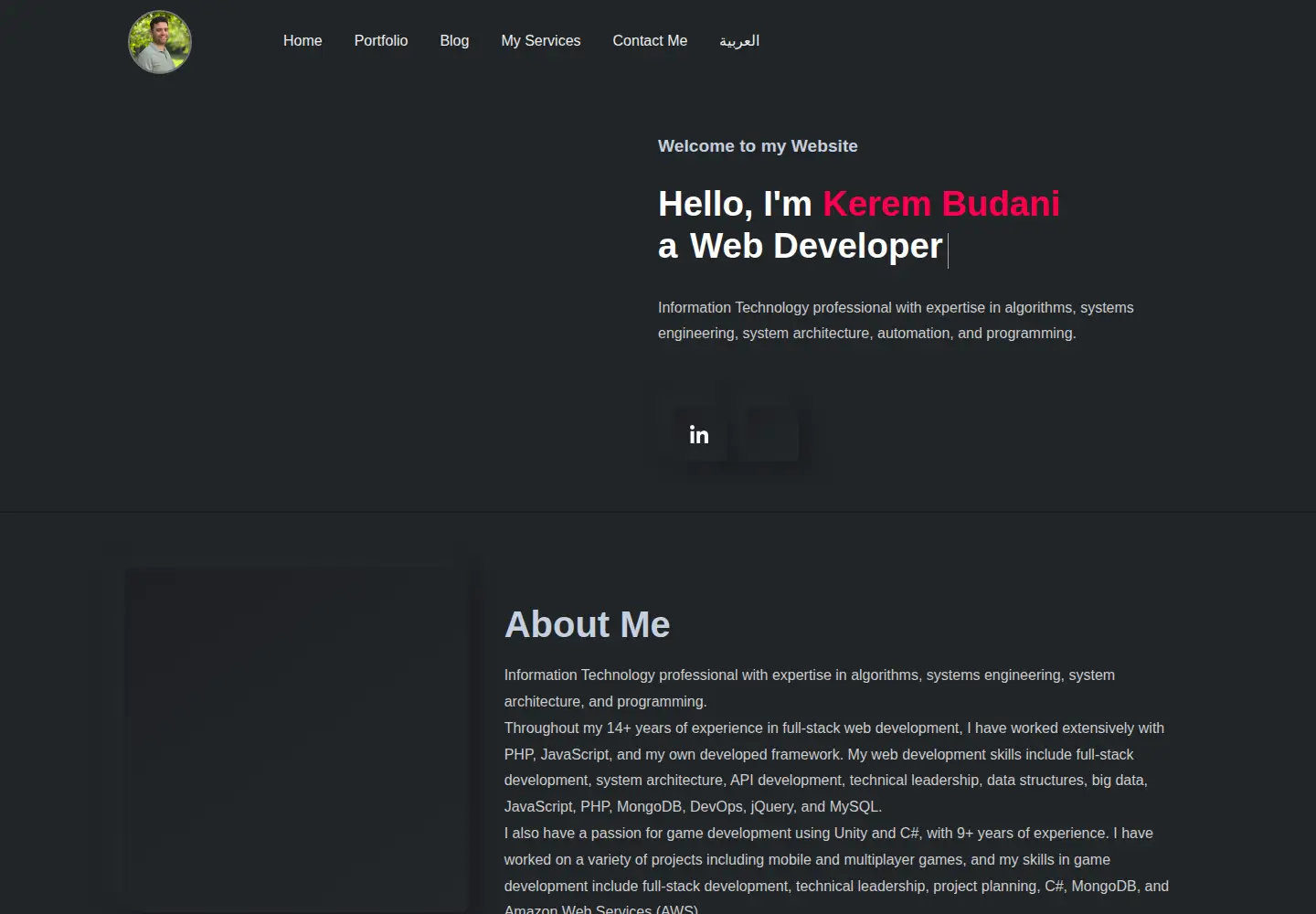 Captured homepage of karam-bwidani.com in the current scan