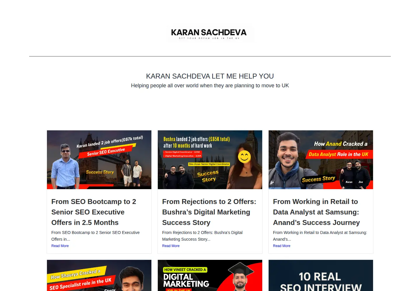 Captured homepage of karansachdeva.com in the current scan