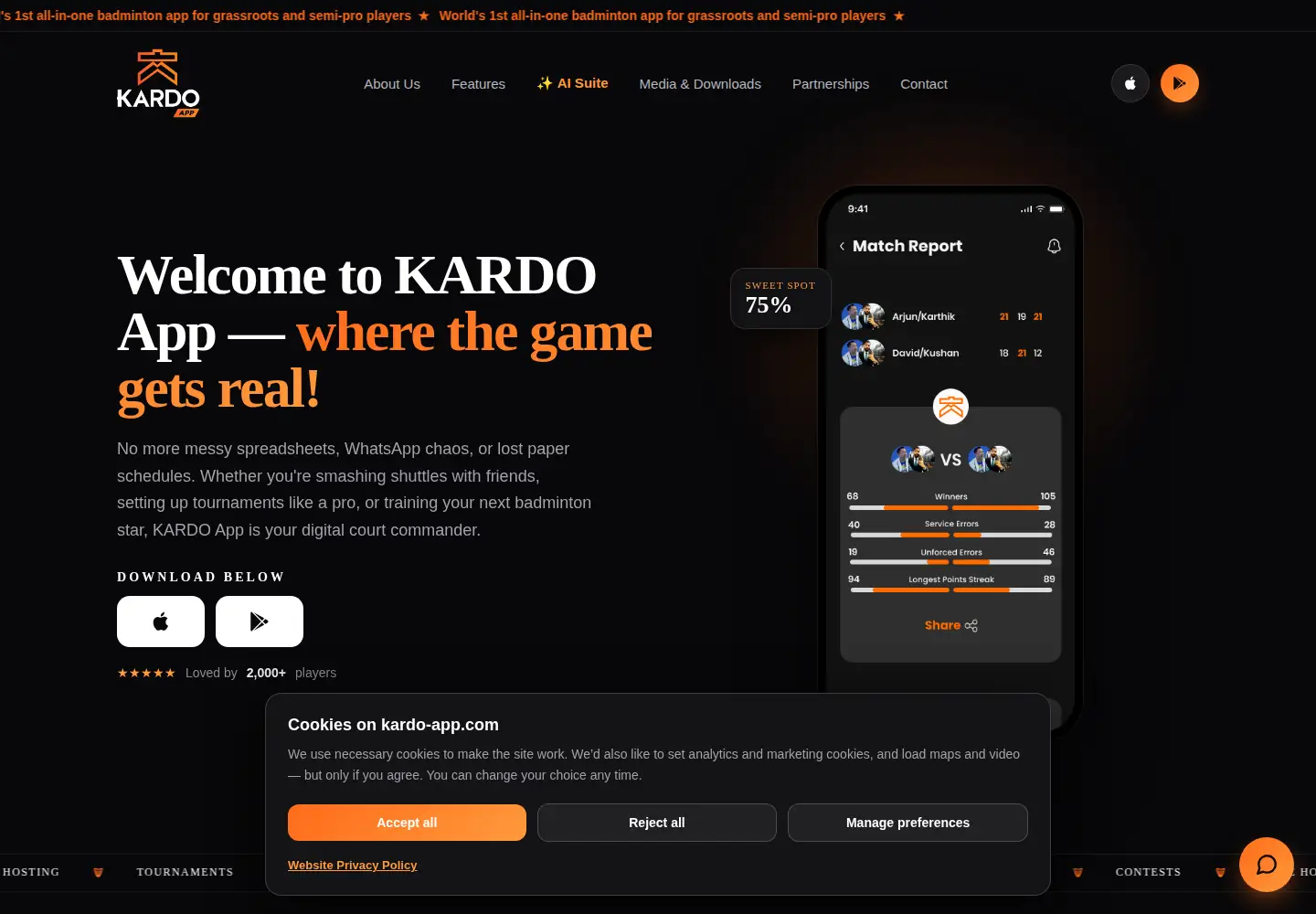 Captured homepage of kardo-app.com in the current scan