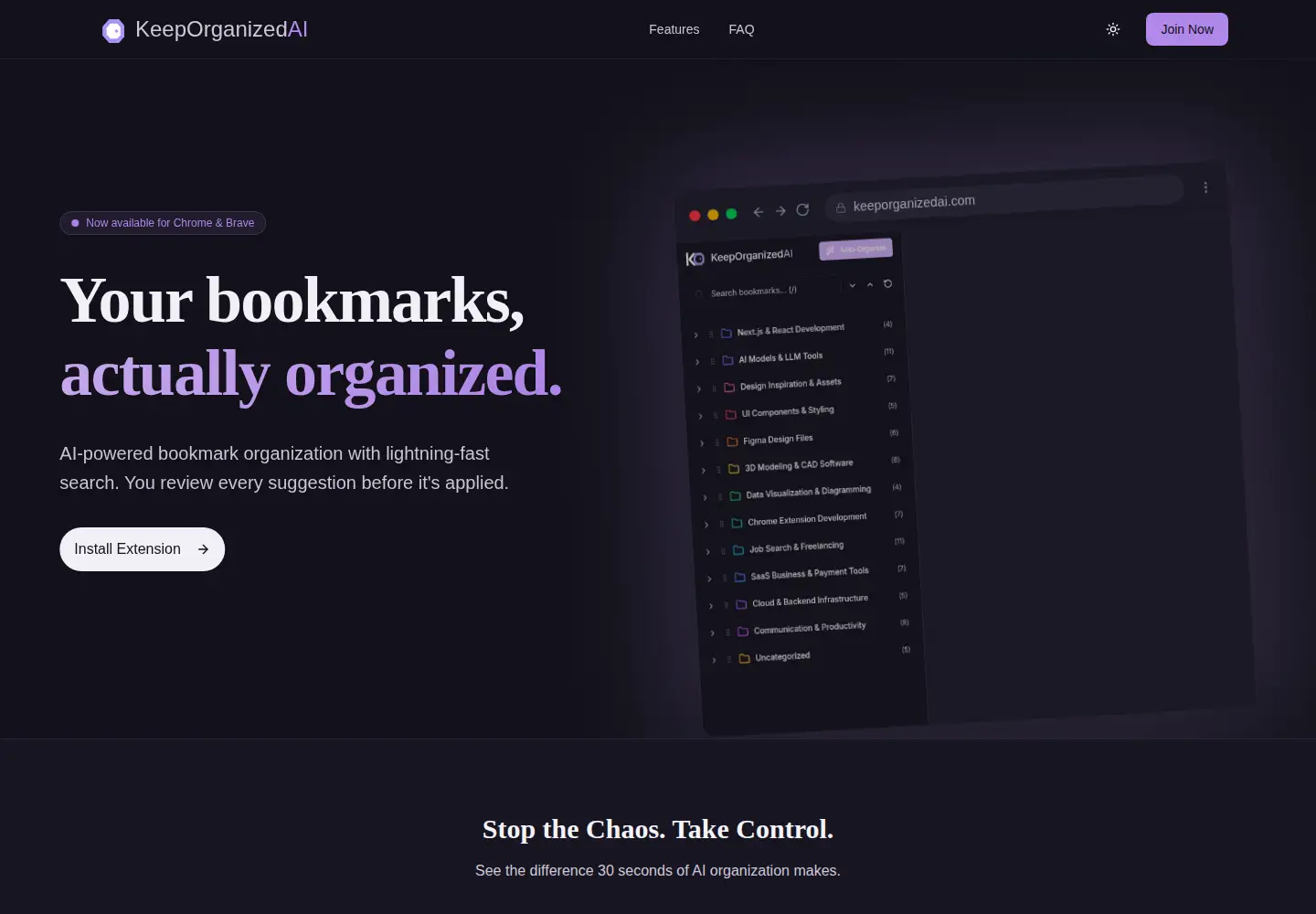 Screenshot of keeporganizedai.com