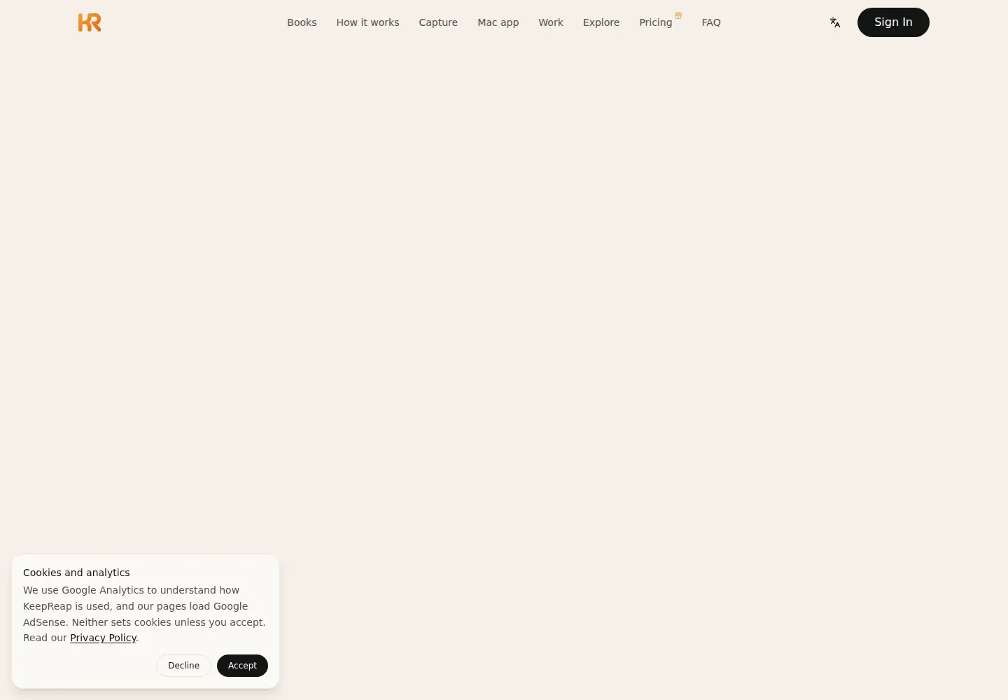 Screenshot of keepreap.com