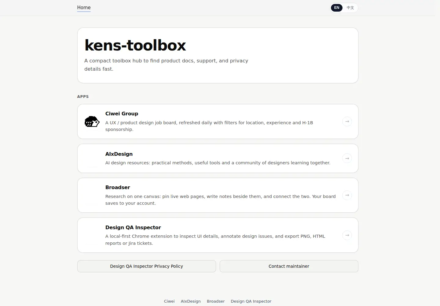 Screenshot of kens-toolbox.com