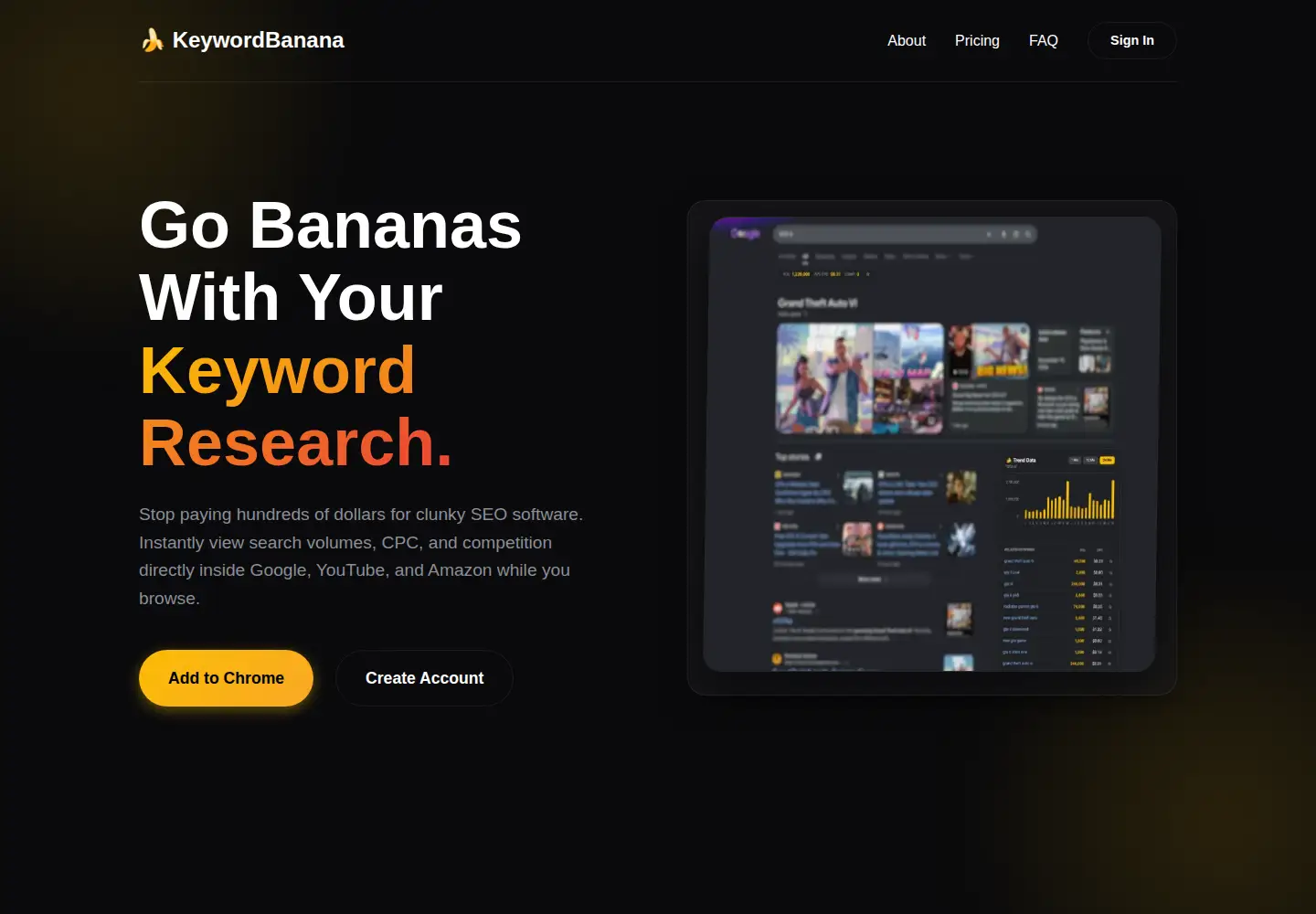 Screenshot of keywordbanana.com