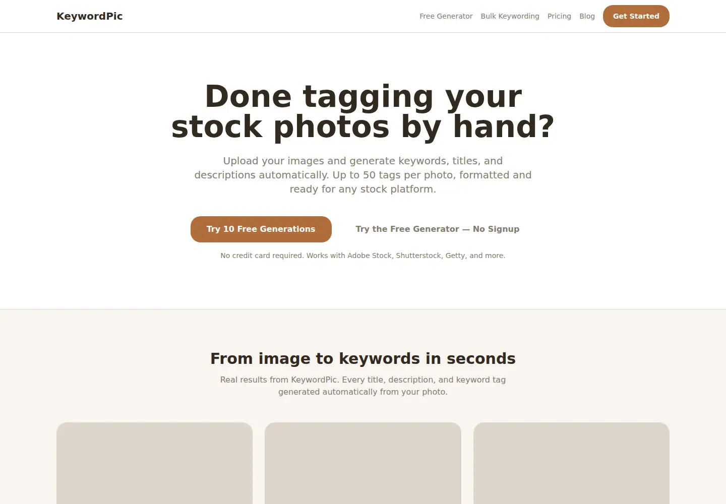 Captured homepage of keywordpic.com in the current scan