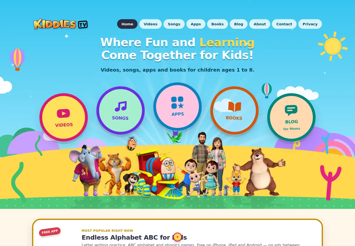 Captured homepage of kiddiestv.com in the current scan