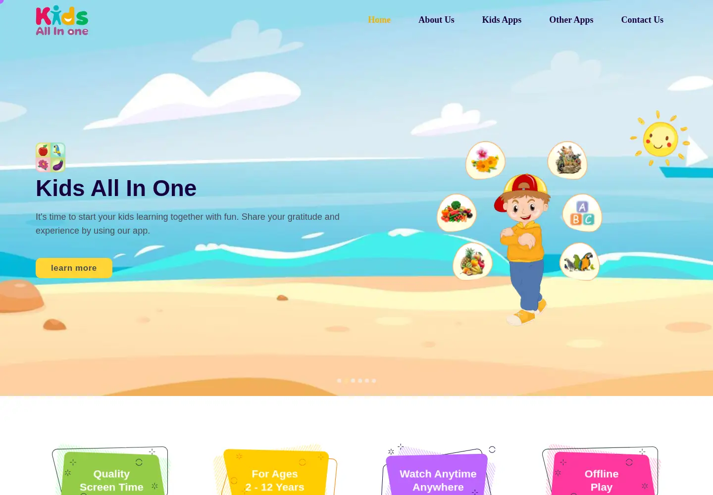 Captured homepage of kidsallinone.com in the current scan