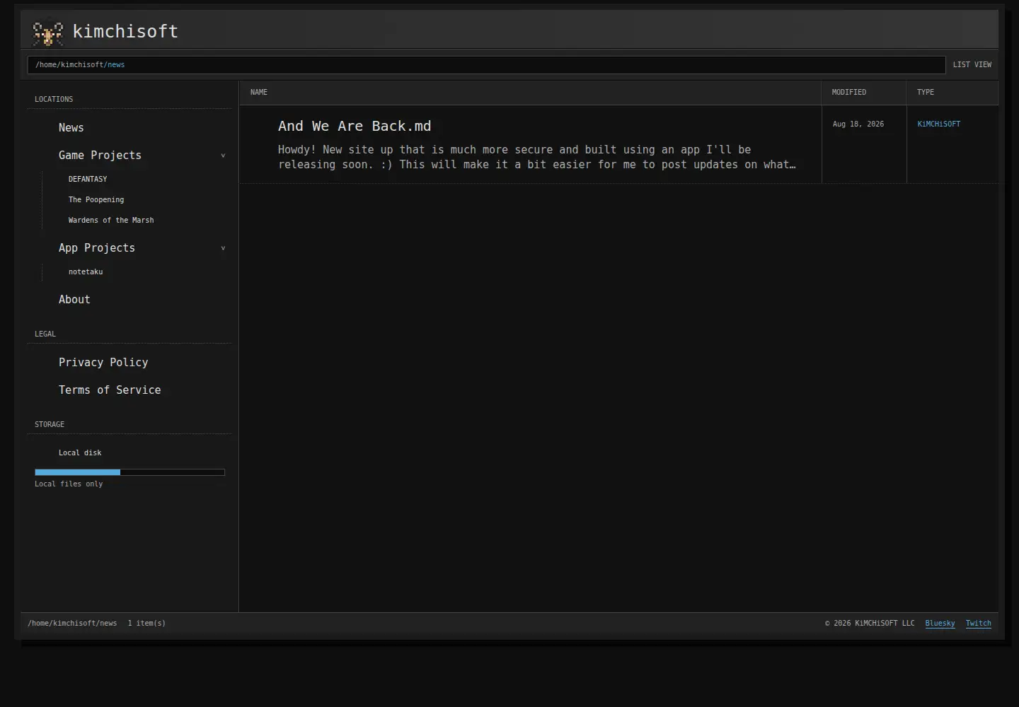 Screenshot of kimchisoft.com