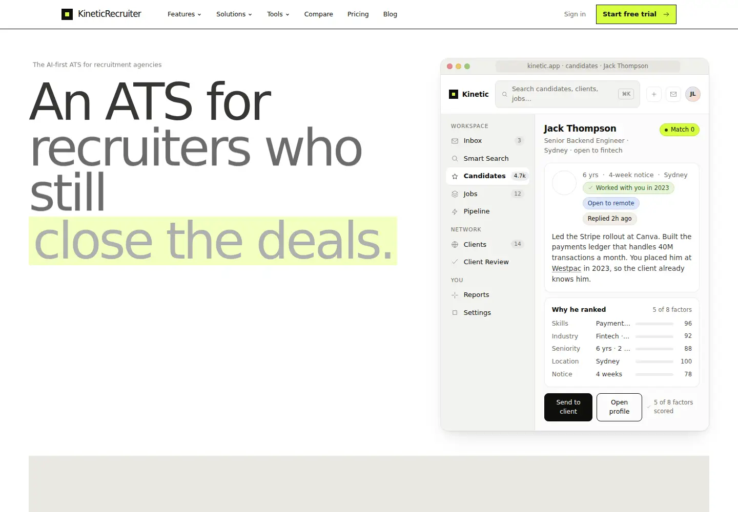 Screenshot of kineticrecruiter.com