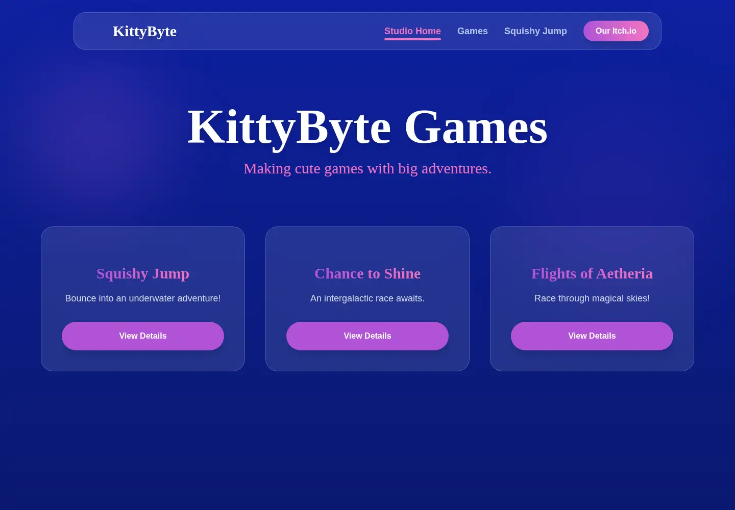 Screenshot of kittybytegames.com