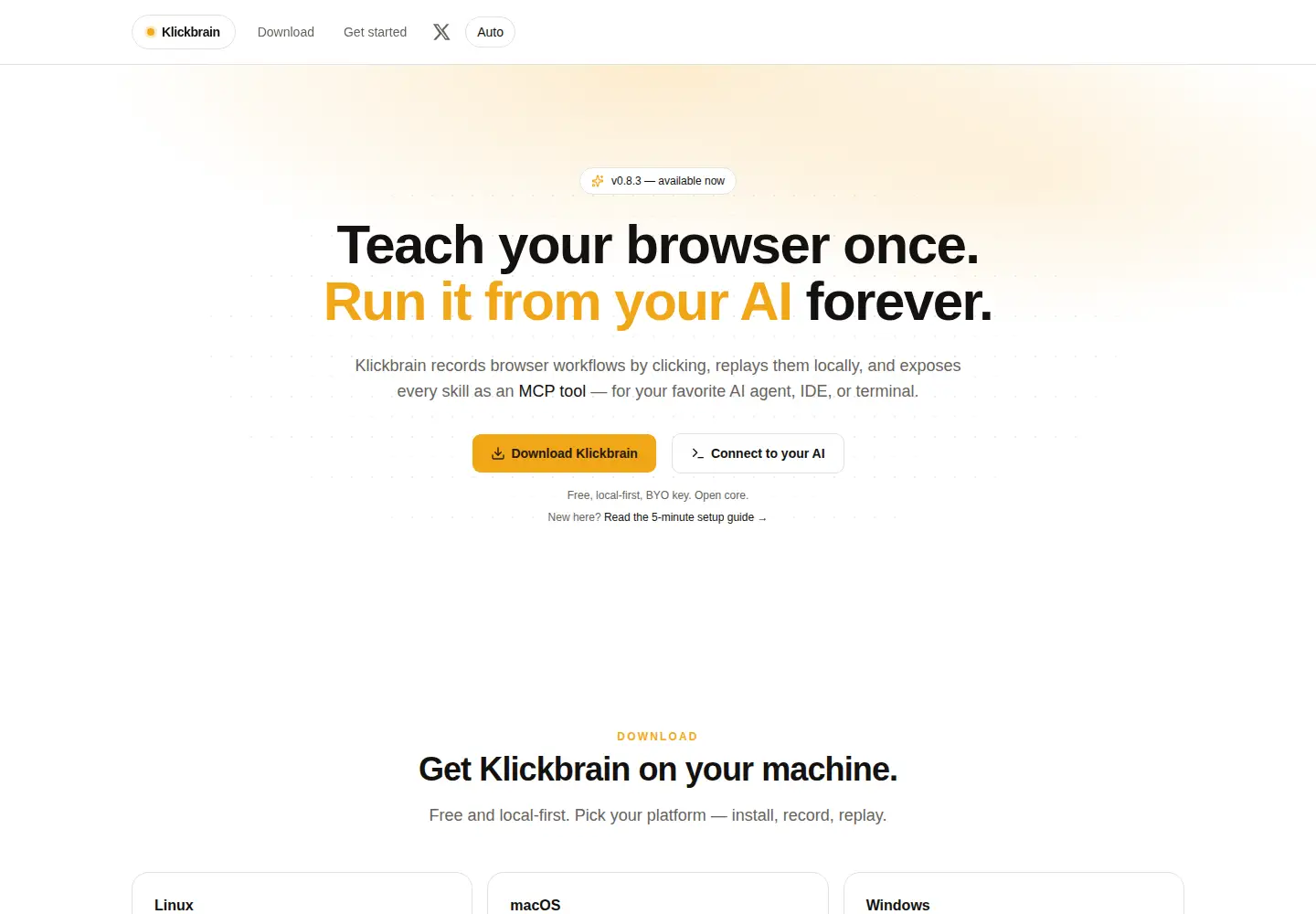 Captured homepage of klickbrain.com in the current scan