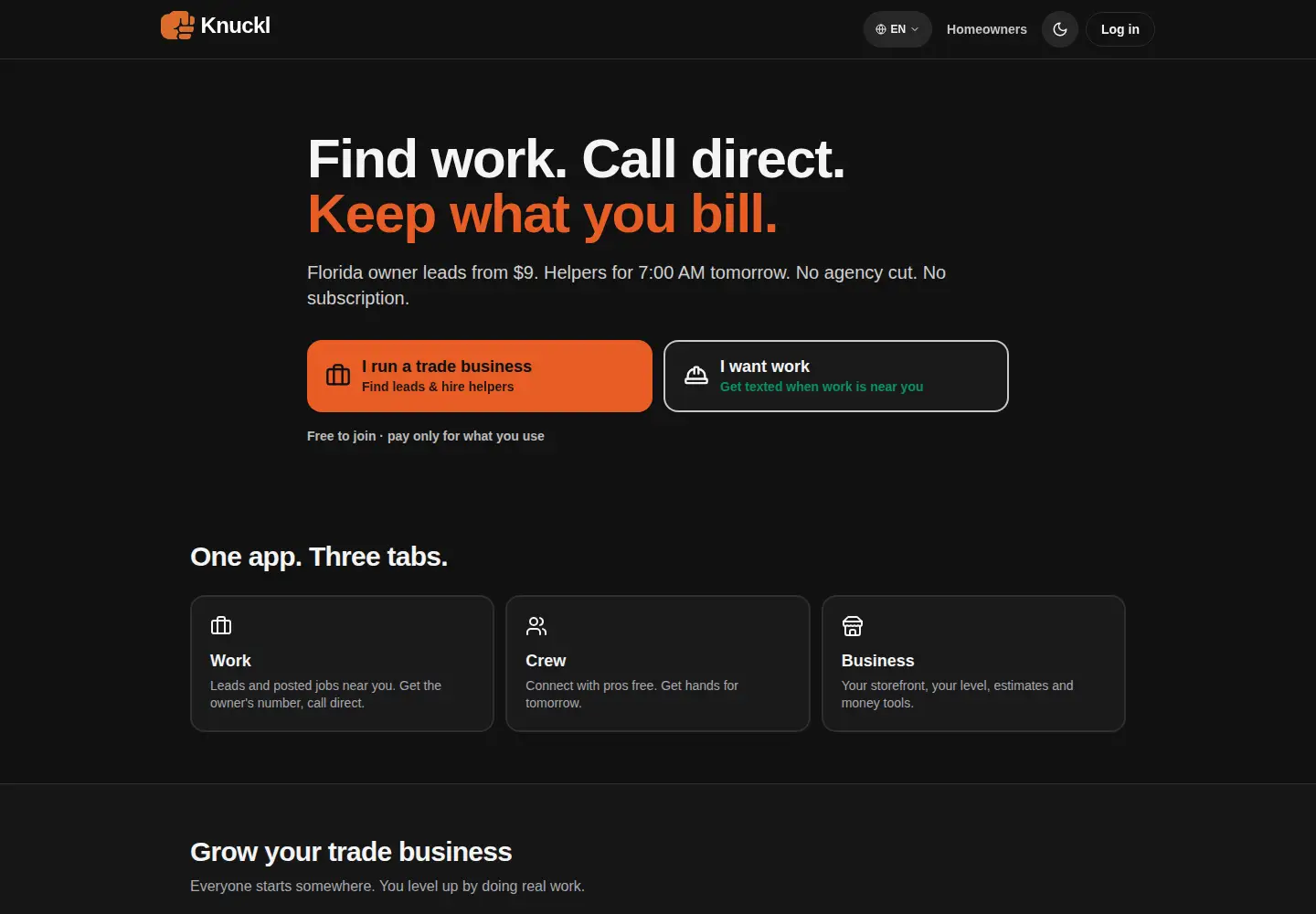 Screenshot of knuckl.com