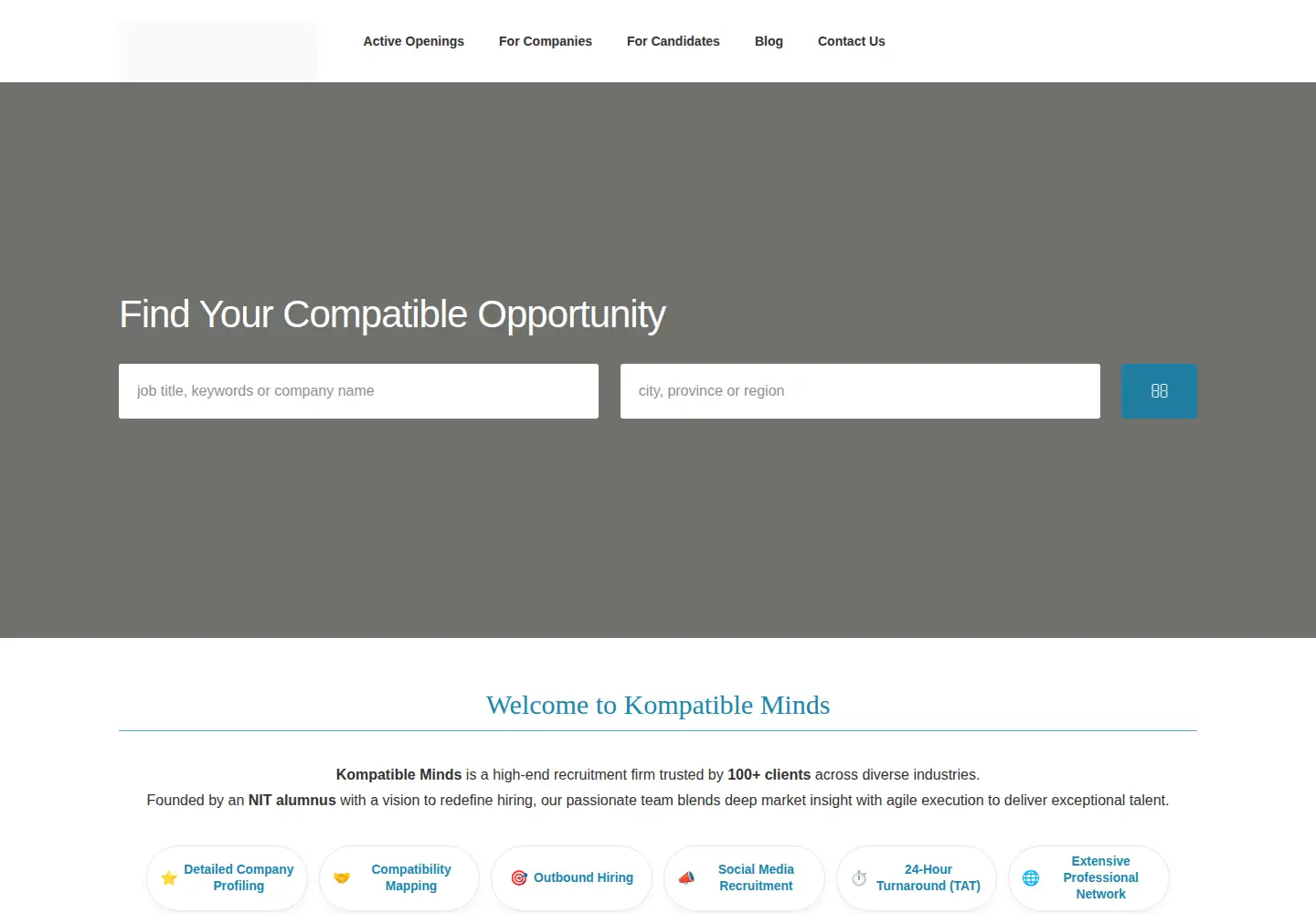 Captured homepage of kompatibleminds.com in the current scan