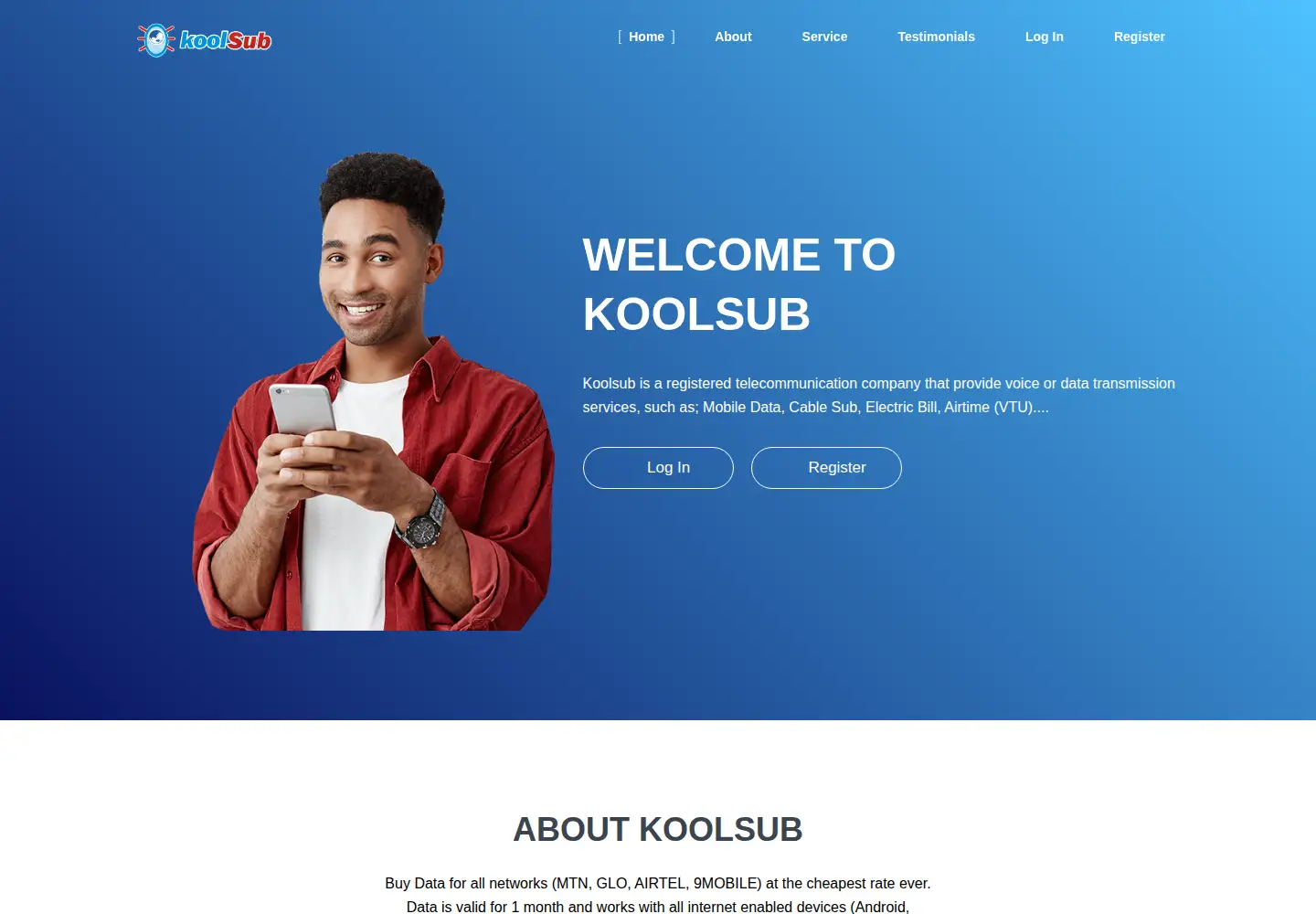 Captured homepage of koolsub.com in the current scan