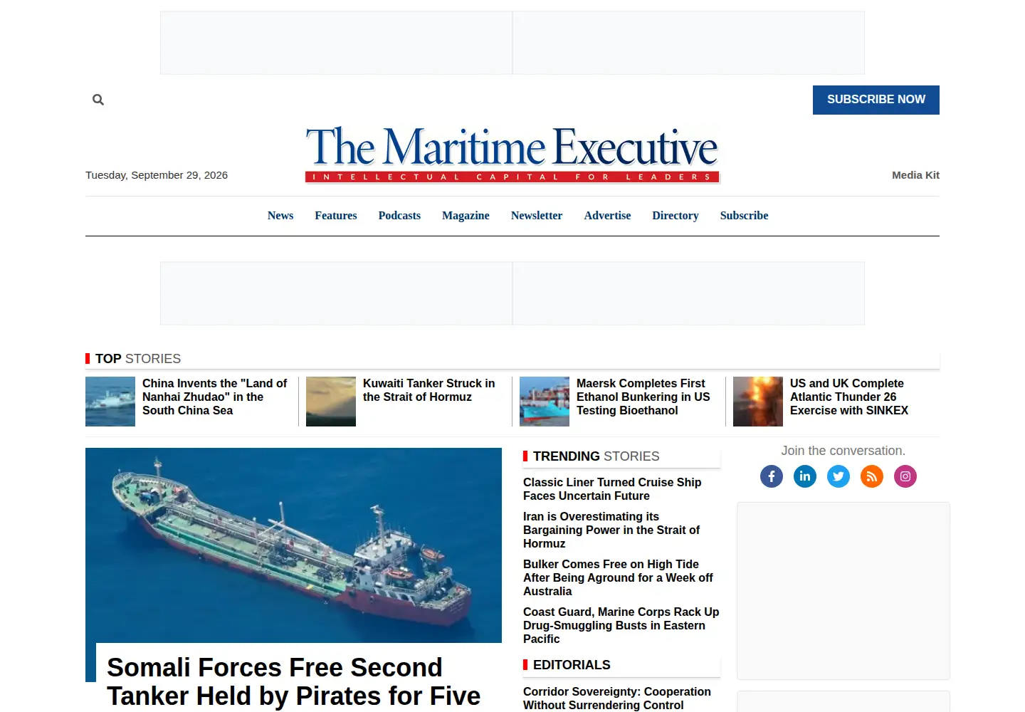 Screenshot of maritime-executive.com