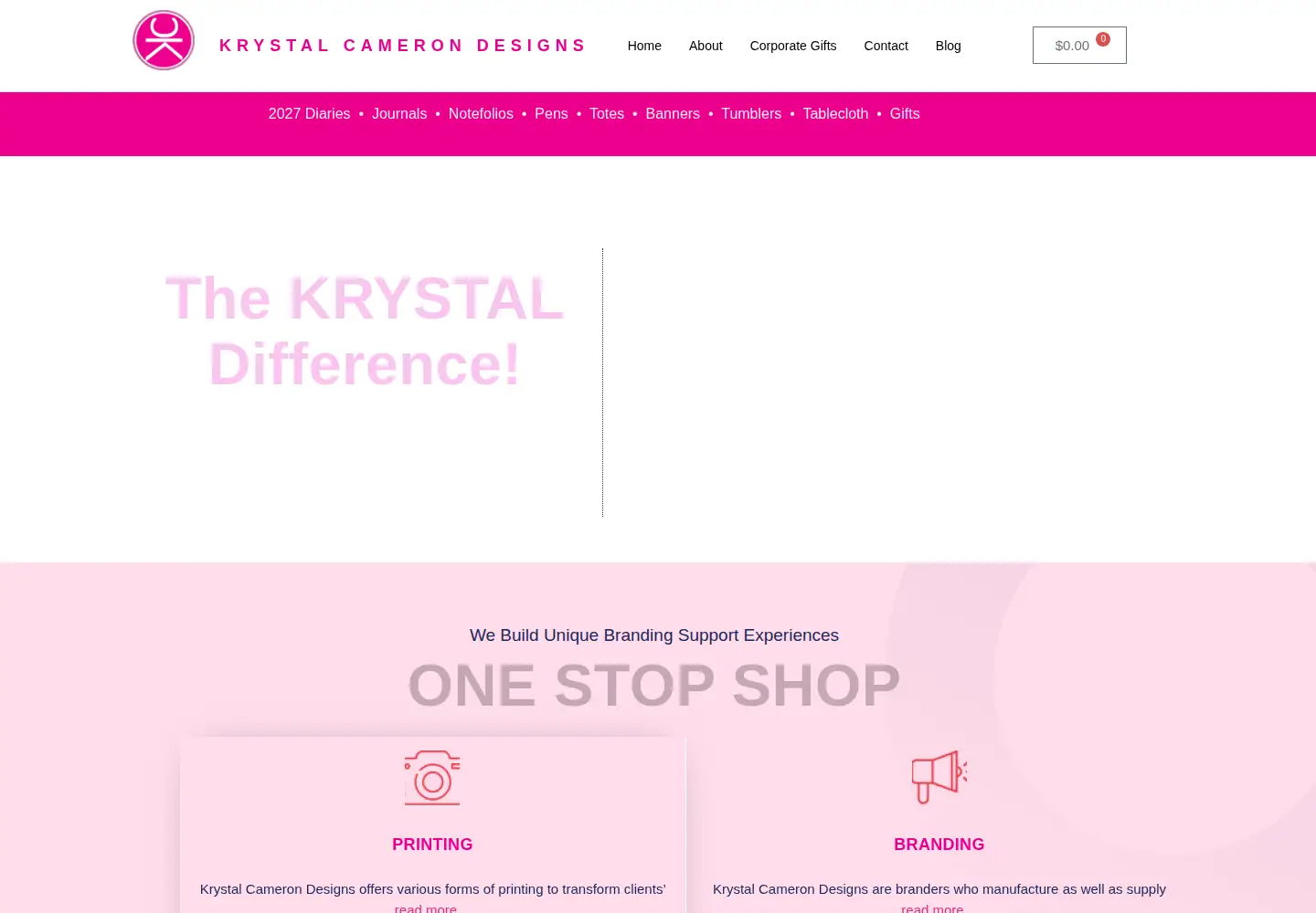 Captured homepage of krystalcameron.com in the current scan