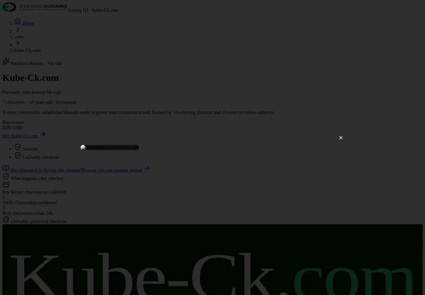 Captured homepage of kube-ck.com in the current scan