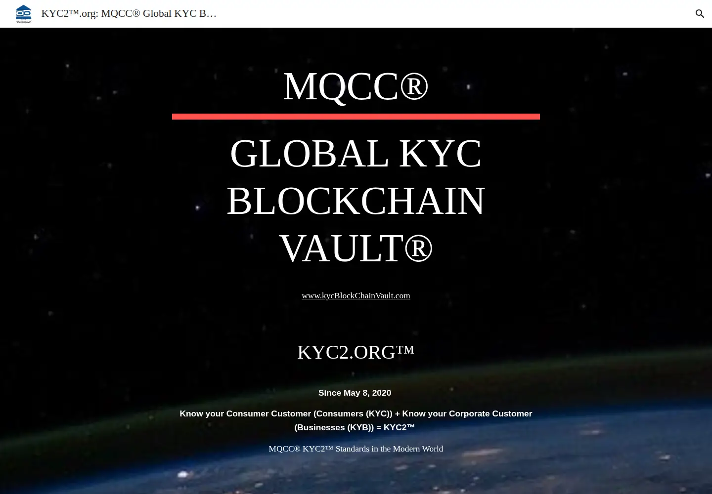 Captured homepage of kycblockchainvault.com in the current scan