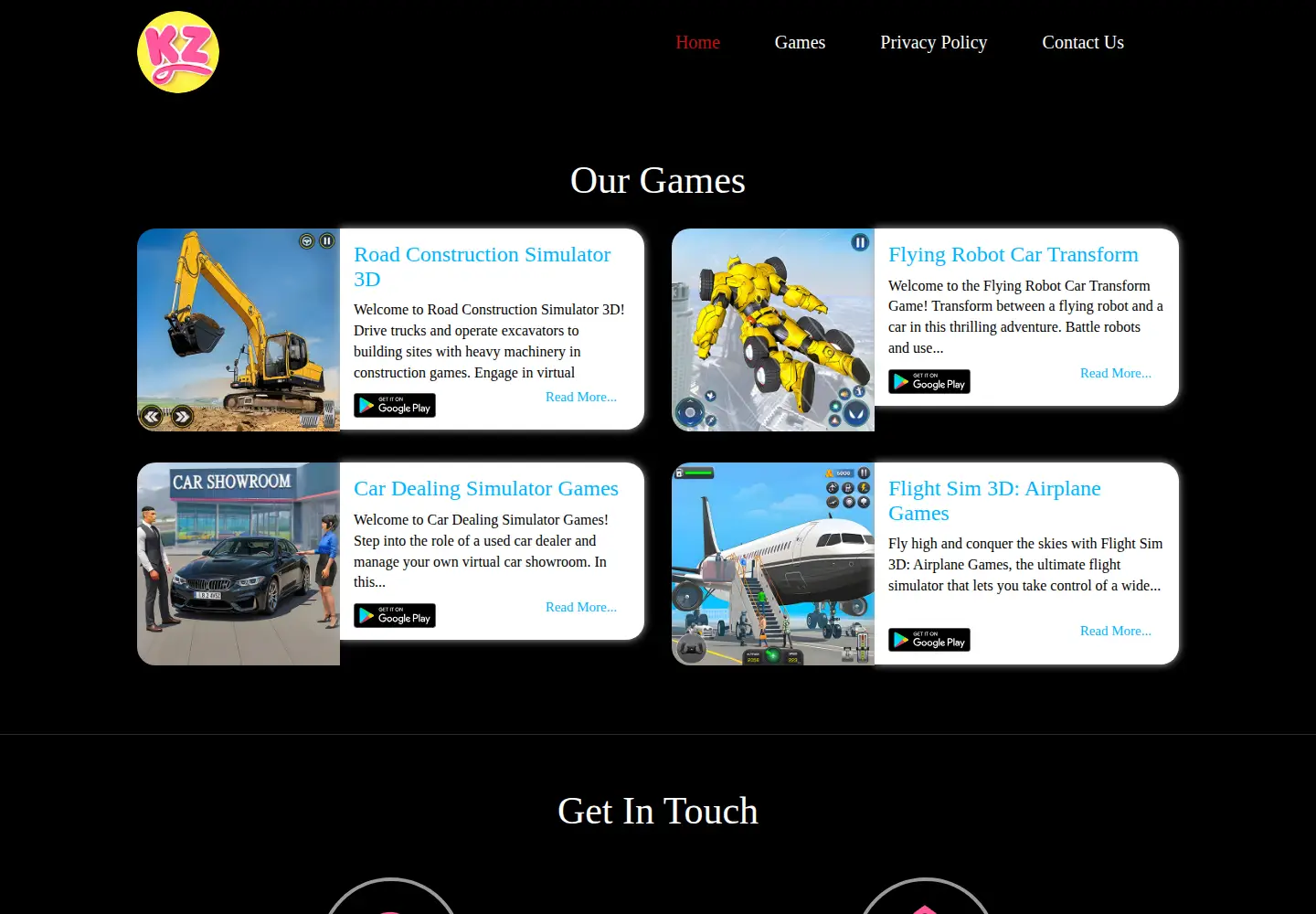 Captured homepage of kzeegames.com in the current scan