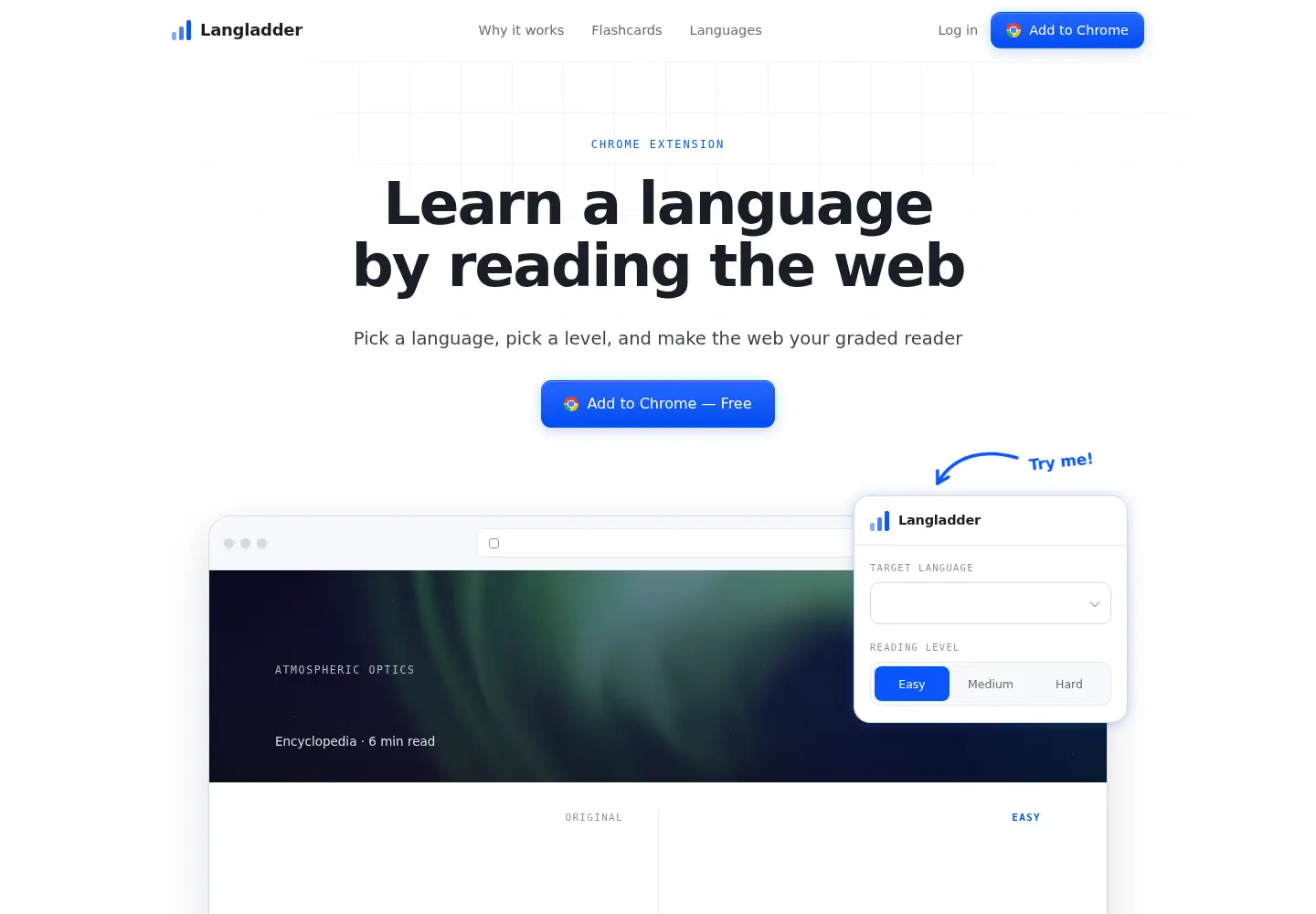 Captured homepage of langladder.com in the current scan