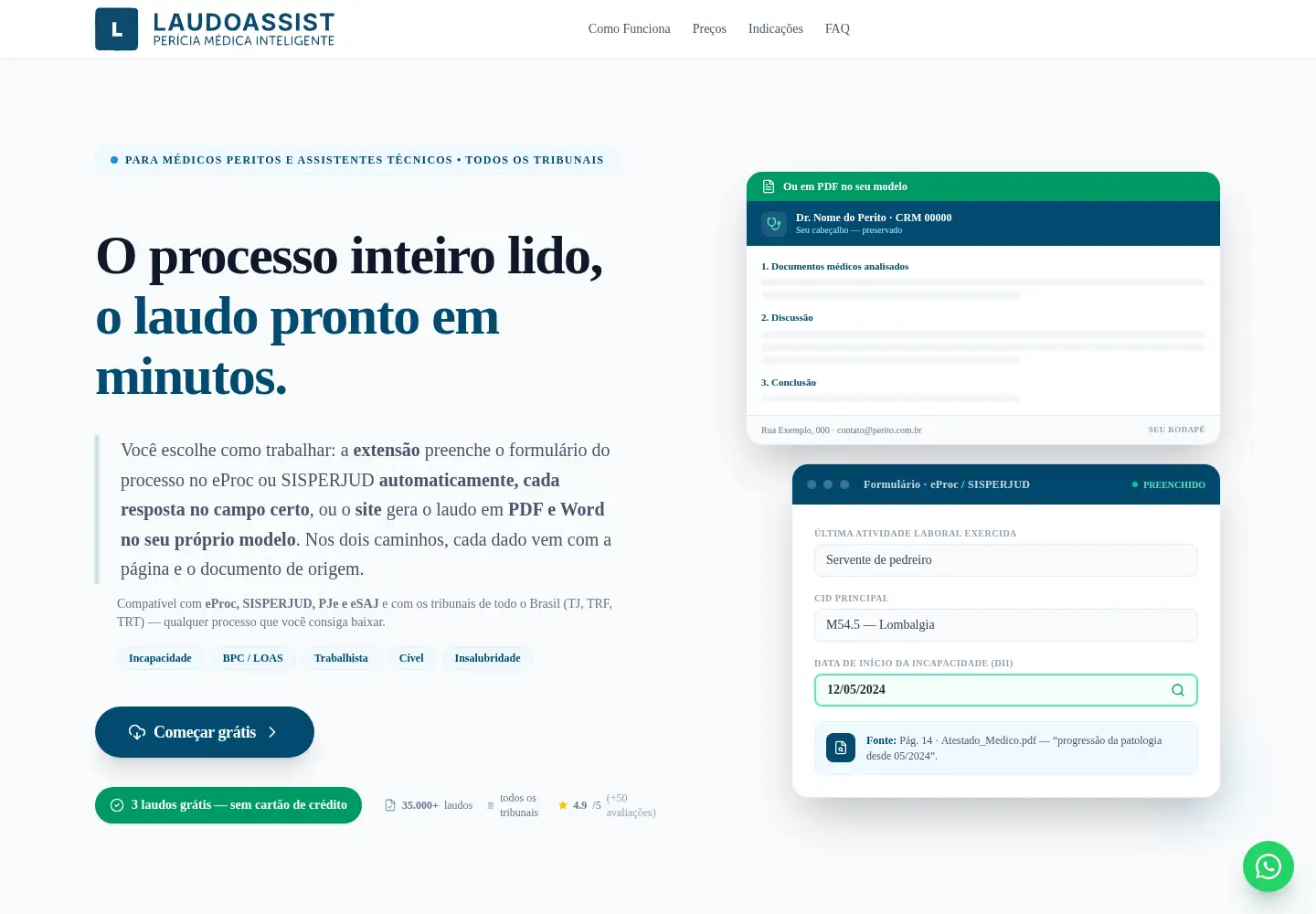 Screenshot of laudoassist.com
