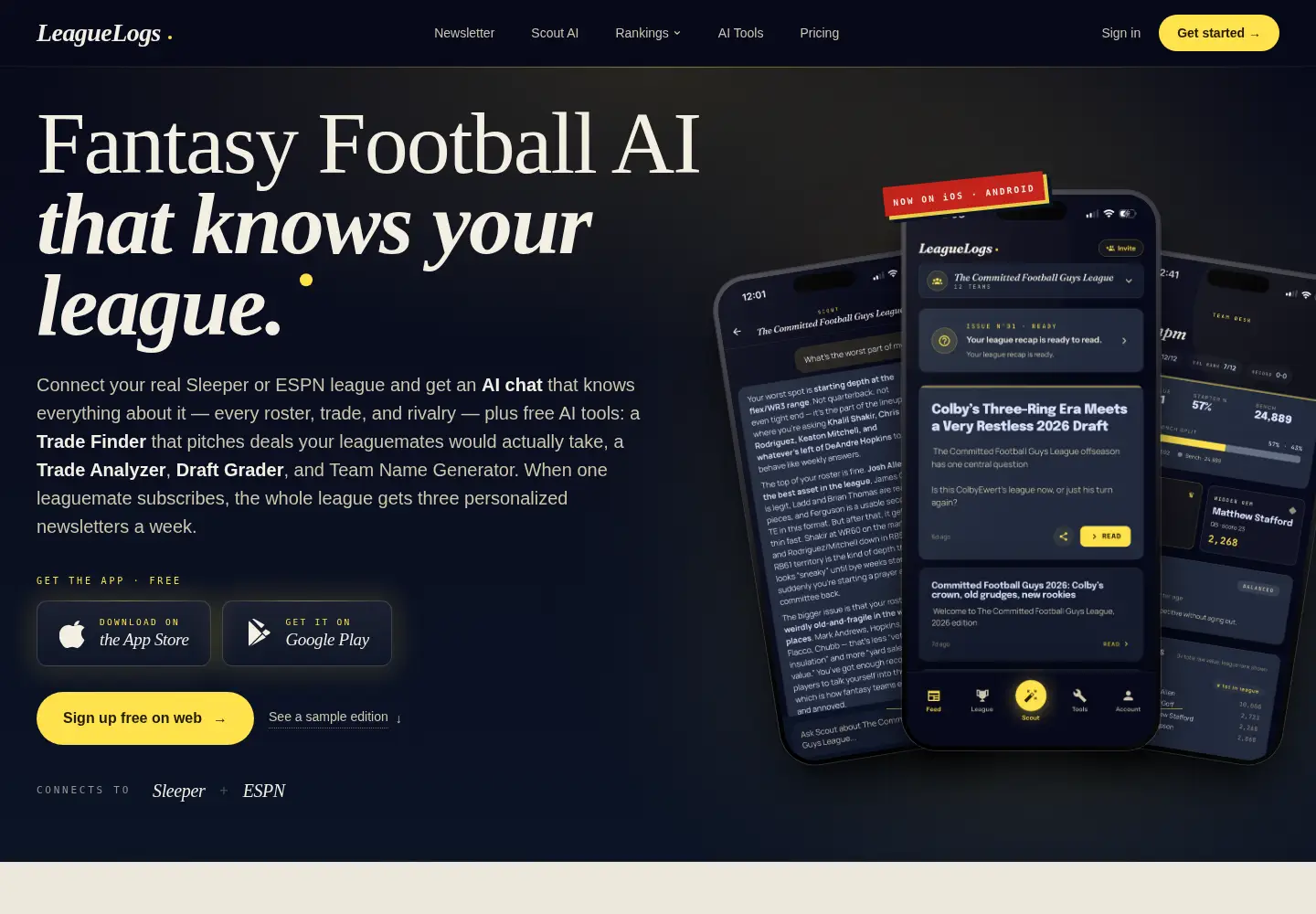 Screenshot of leaguelogs.com